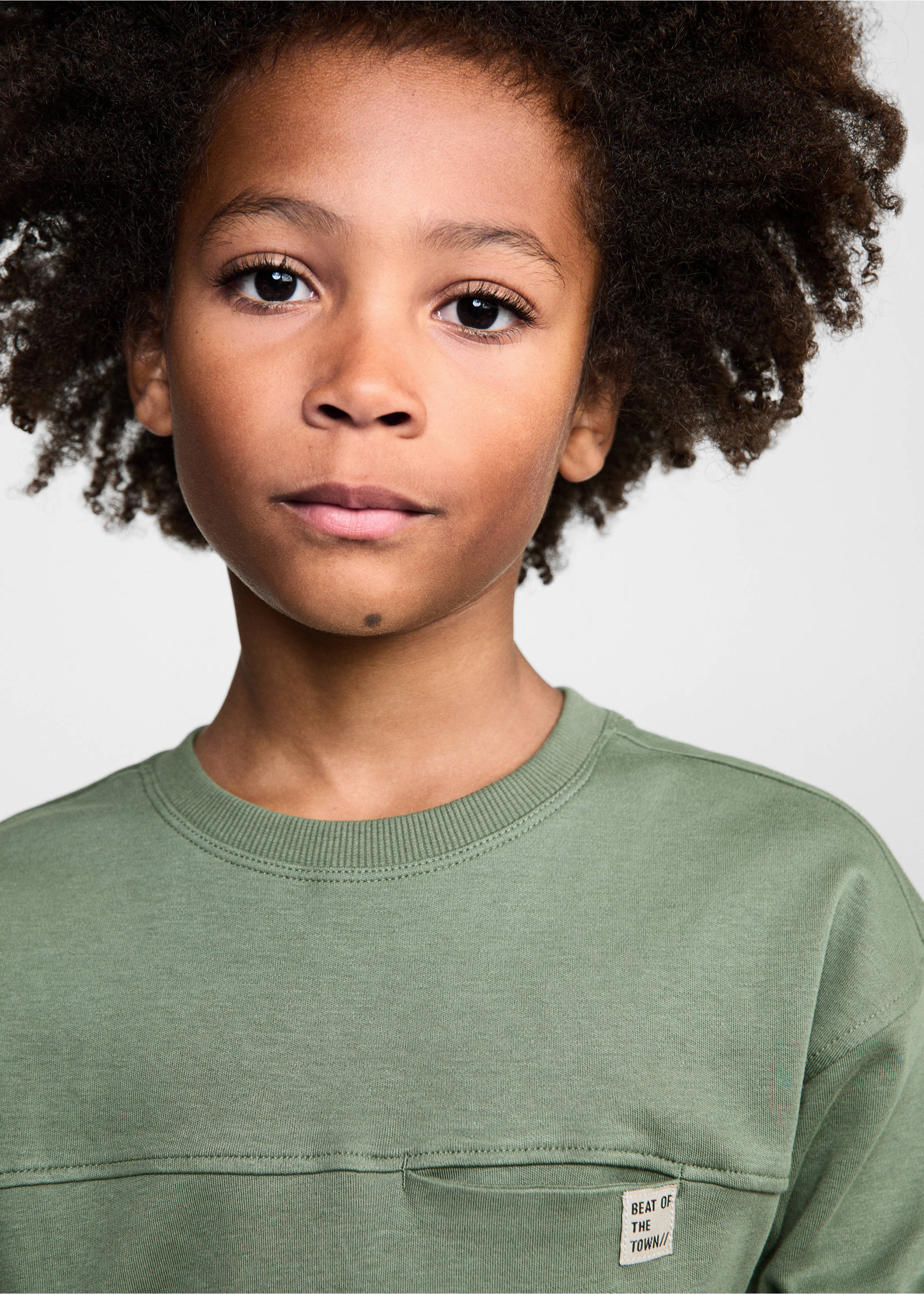 Long sleeve cotton t-shirt - Details of the article 1, Forest Green. Ref: 77084437-00.