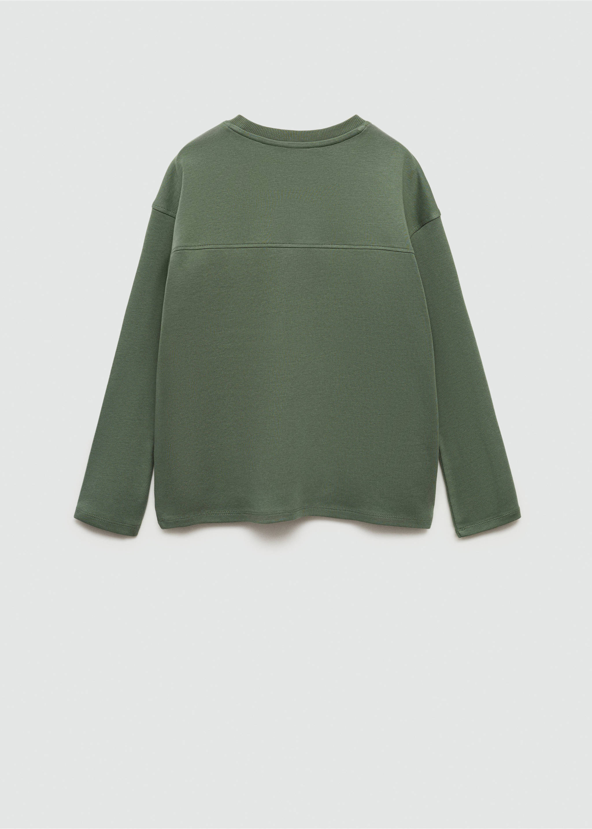 Long sleeve cotton t-shirt - Reverse of the article, Forest Green. Ref: 77084437-00.