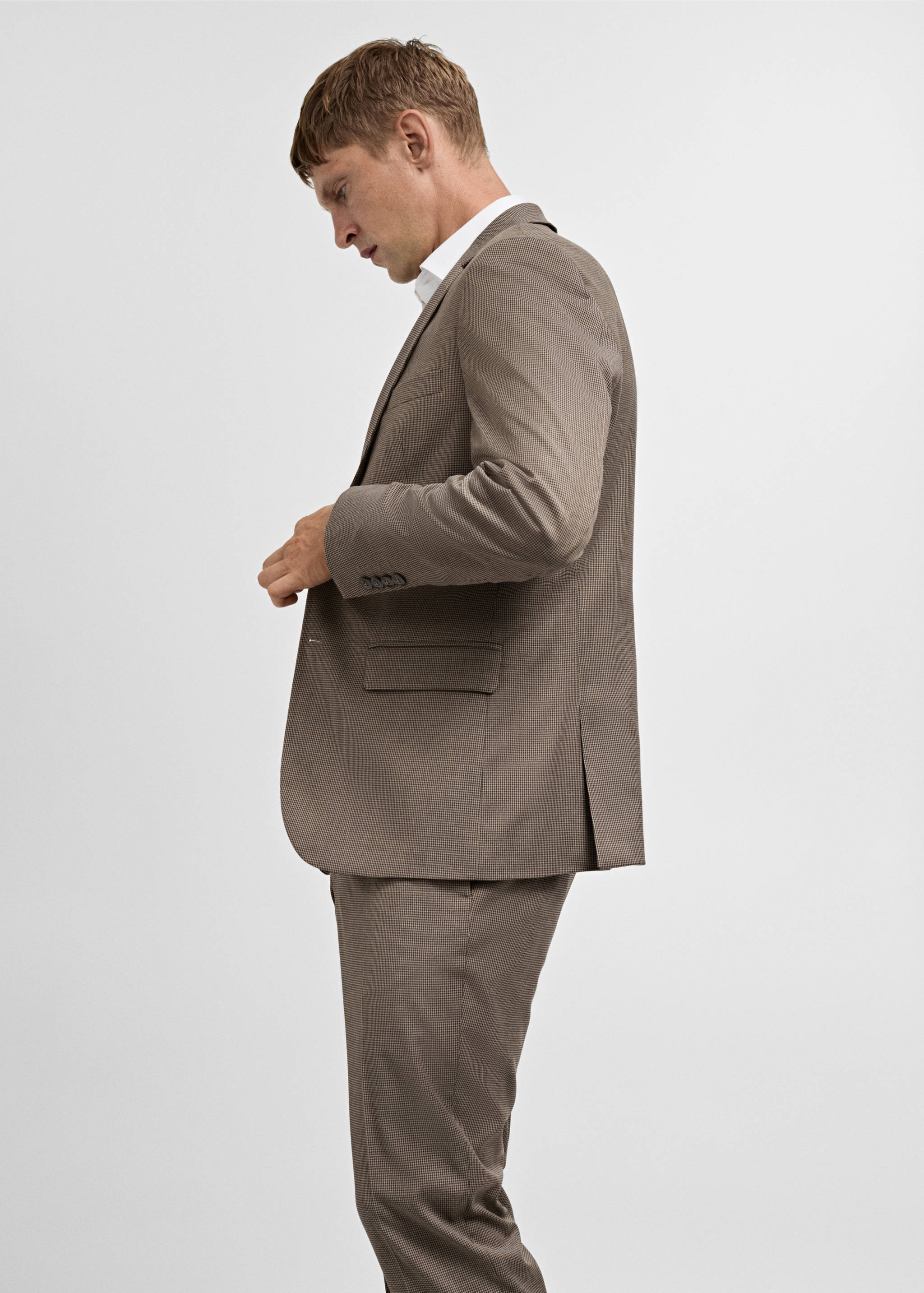 Super Slim Fit-Anzugjacke mit Fischgrätstruktur - Detail des Artikels 2