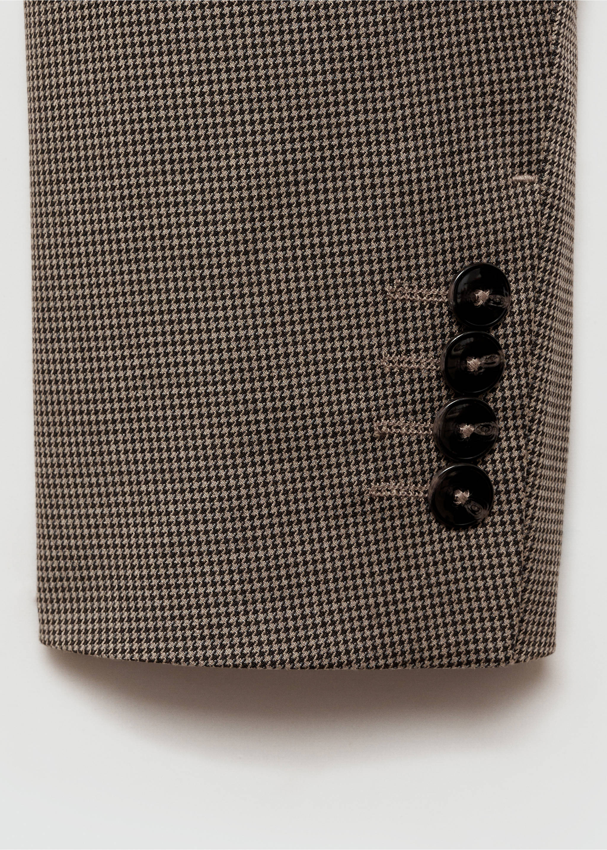 Super Slim Fit-Anzugjacke mit Fischgrätstruktur - Detail des Artikels 8, Beige. Ref: 77084438-00.