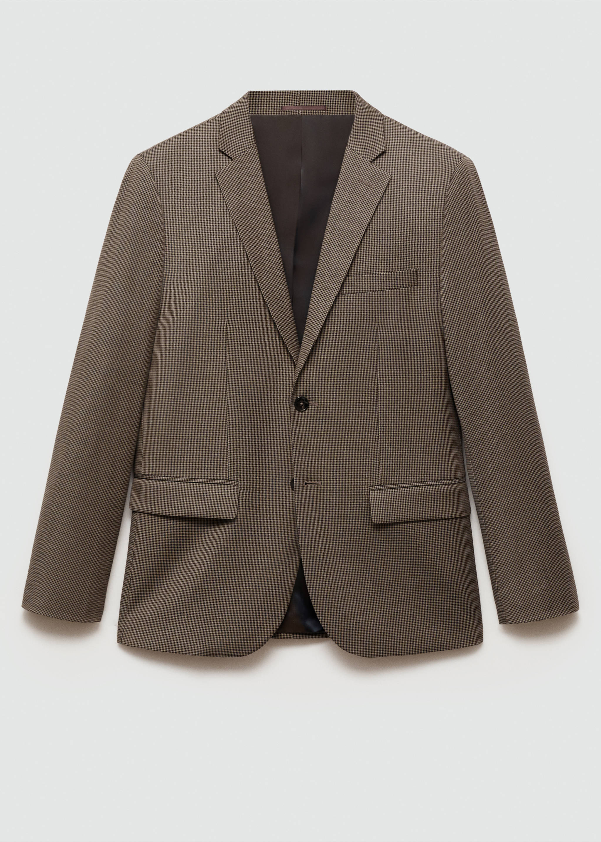 Blazer de fato super slim fit com estrutura de ziguezague - Artigo sem modelo, Bege. Ref: 77084438-00.