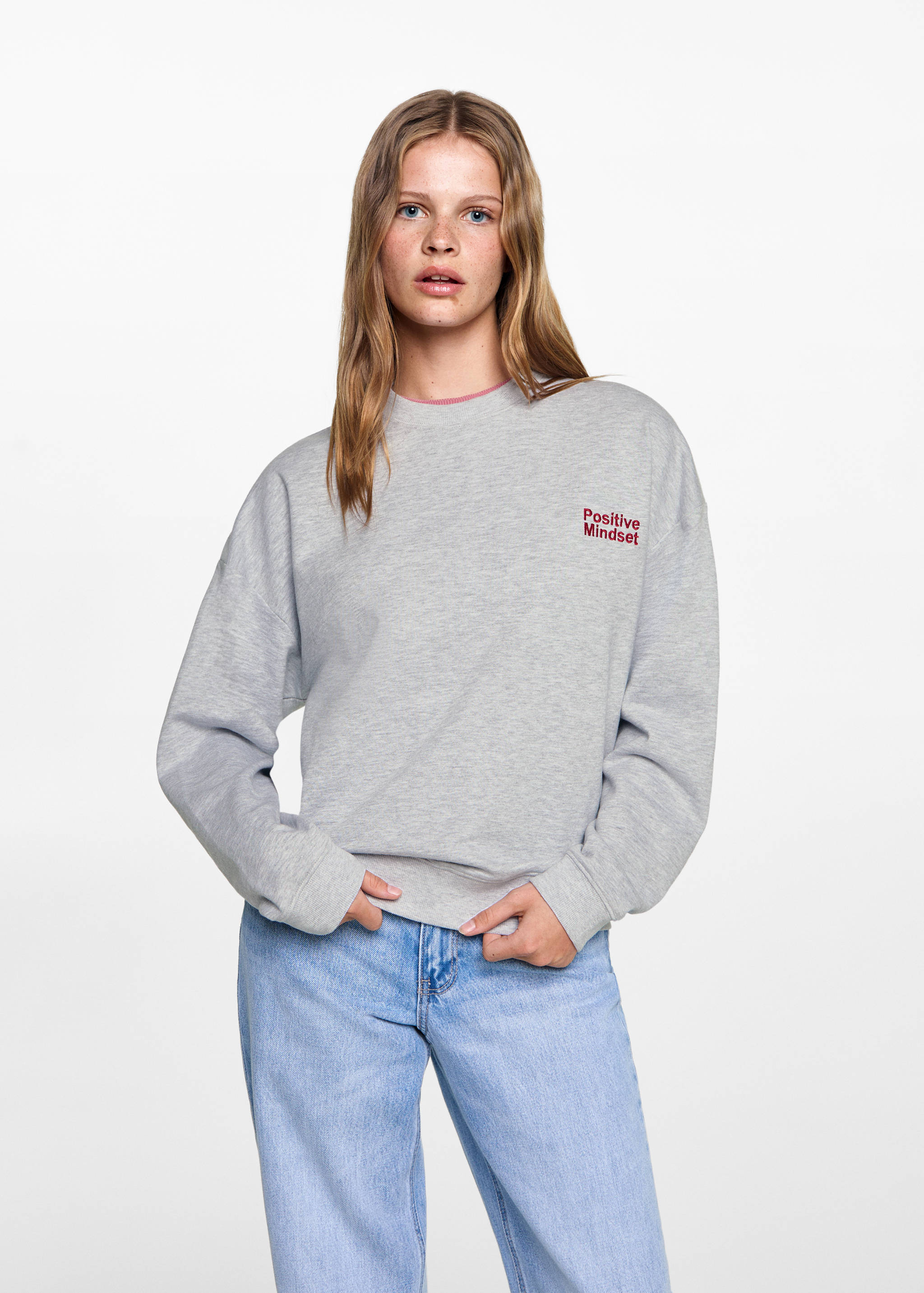 Sweat-shirt coton détails brodés - Plan moyen