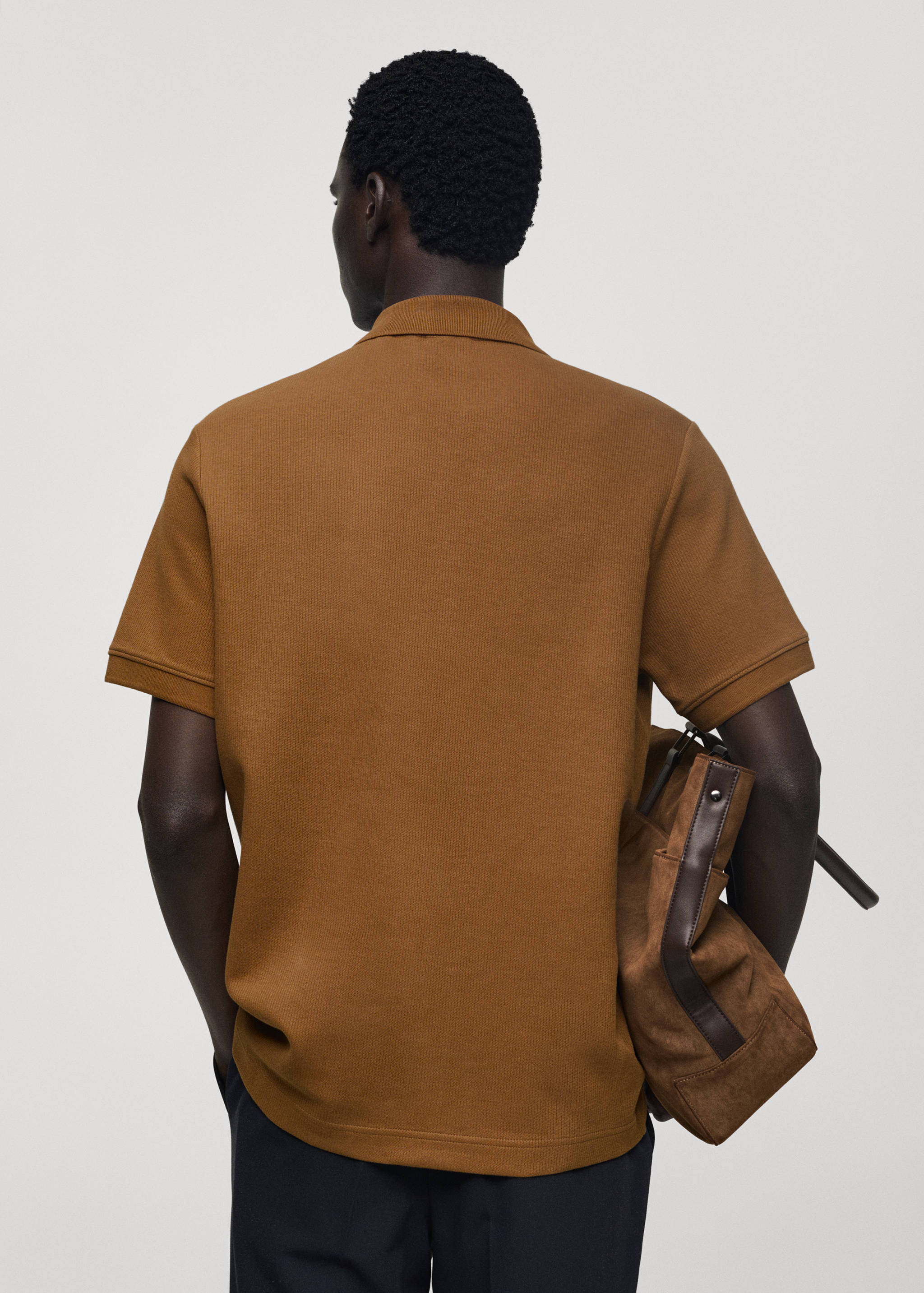 Fine rib-knit polo shirt - Reverse of the article