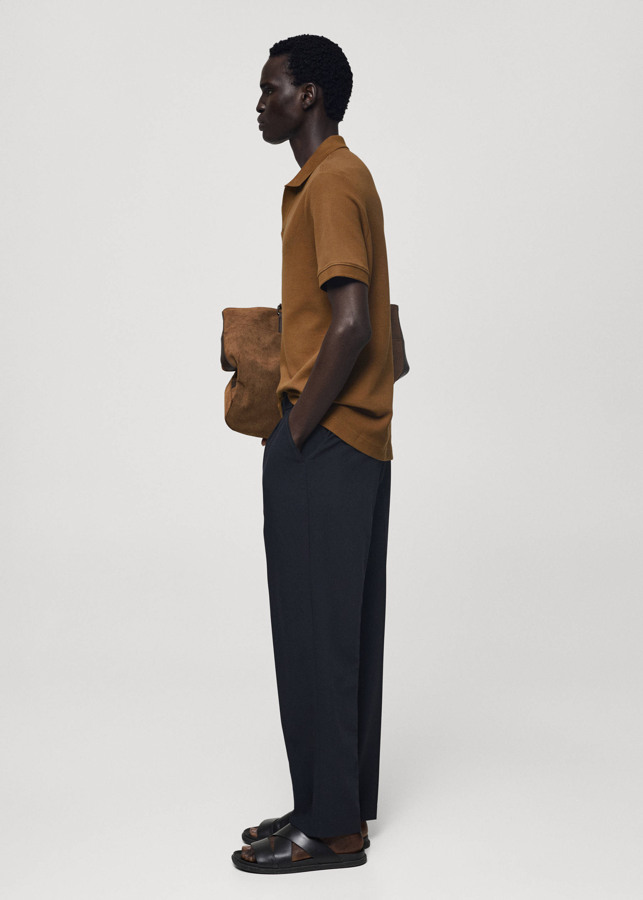 Fine rib-knit polo shirt - Details of the article 2