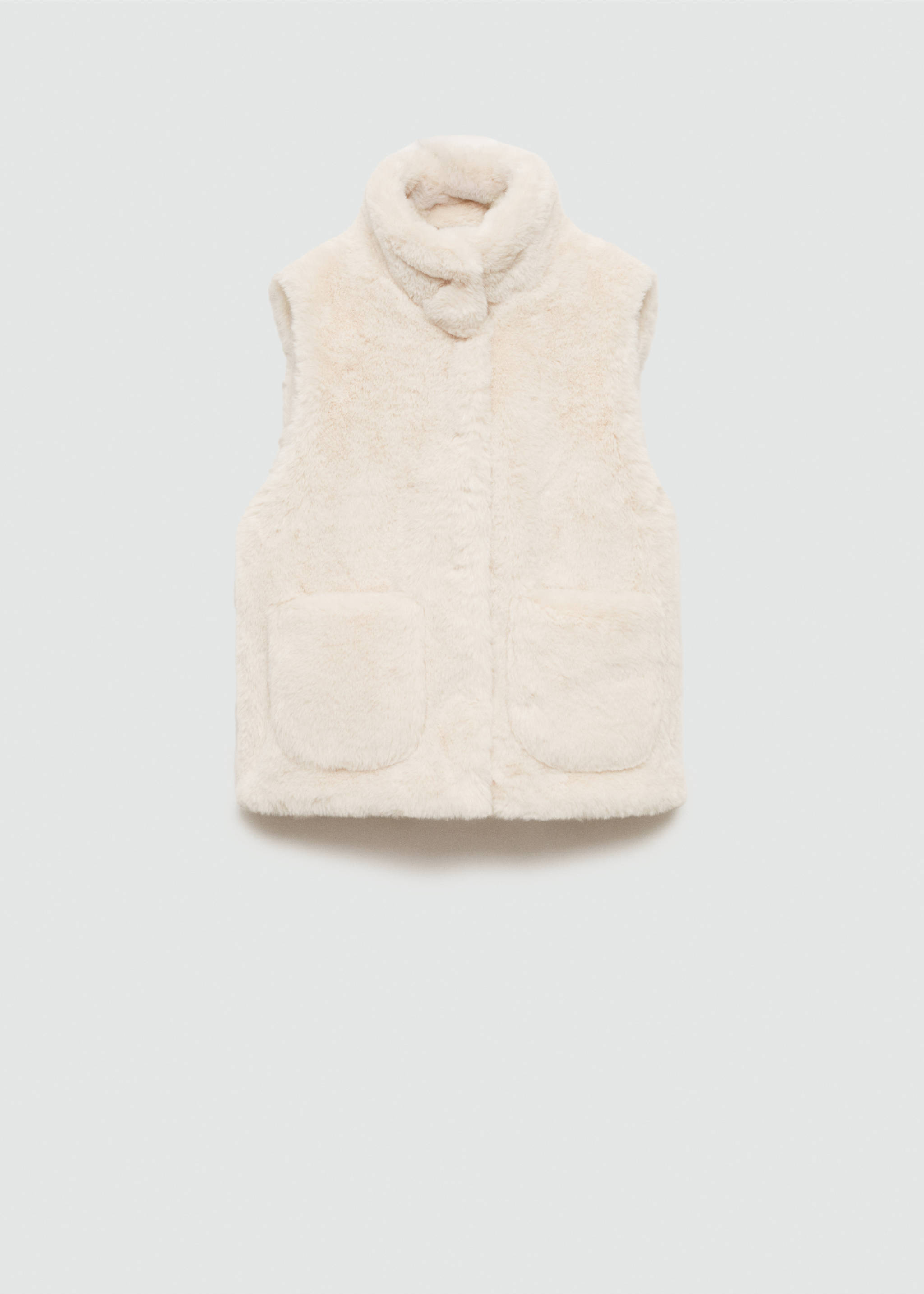 Fur-effect gilet with pockets - Article without model, Ecru. Ref: 77084759-00.