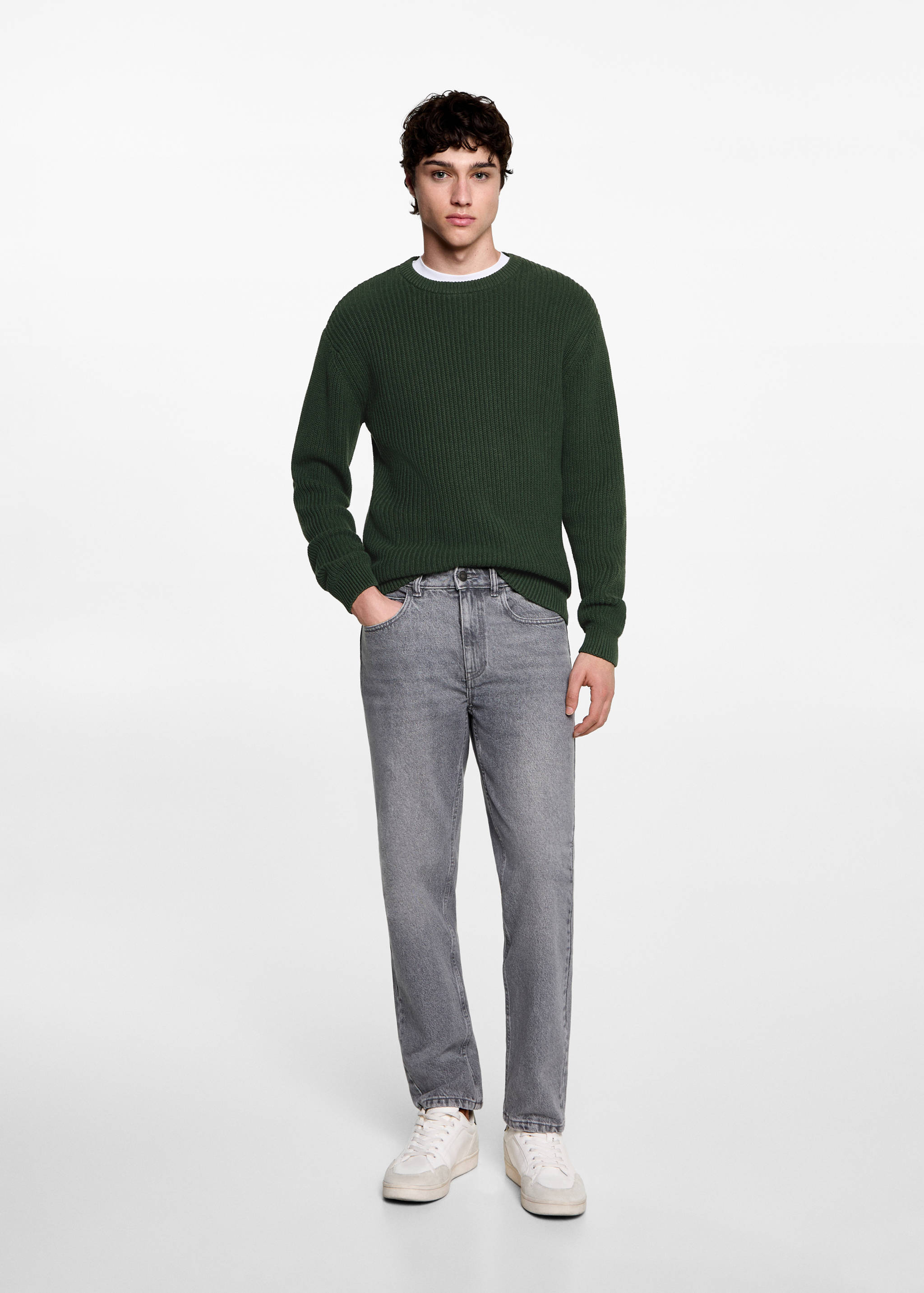Ribbed cotton knitted sweater - General plane