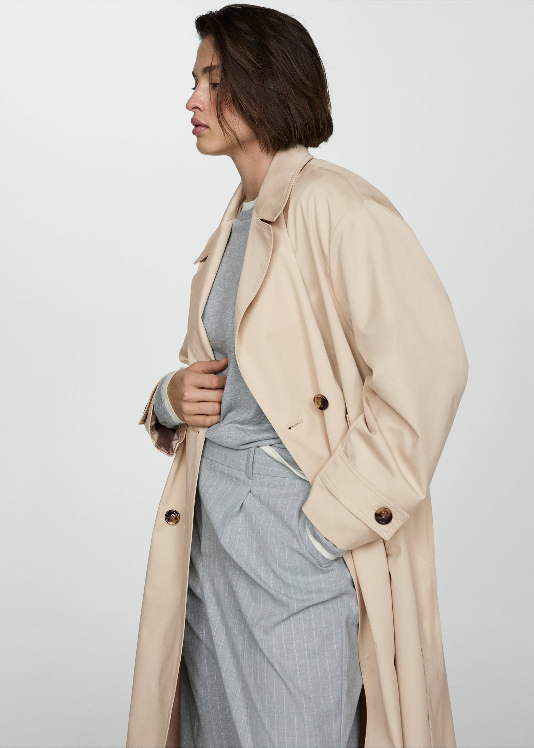 Trench long double boutonnage - Détail de l'article 5, Beige. Ref: 77084762-00.