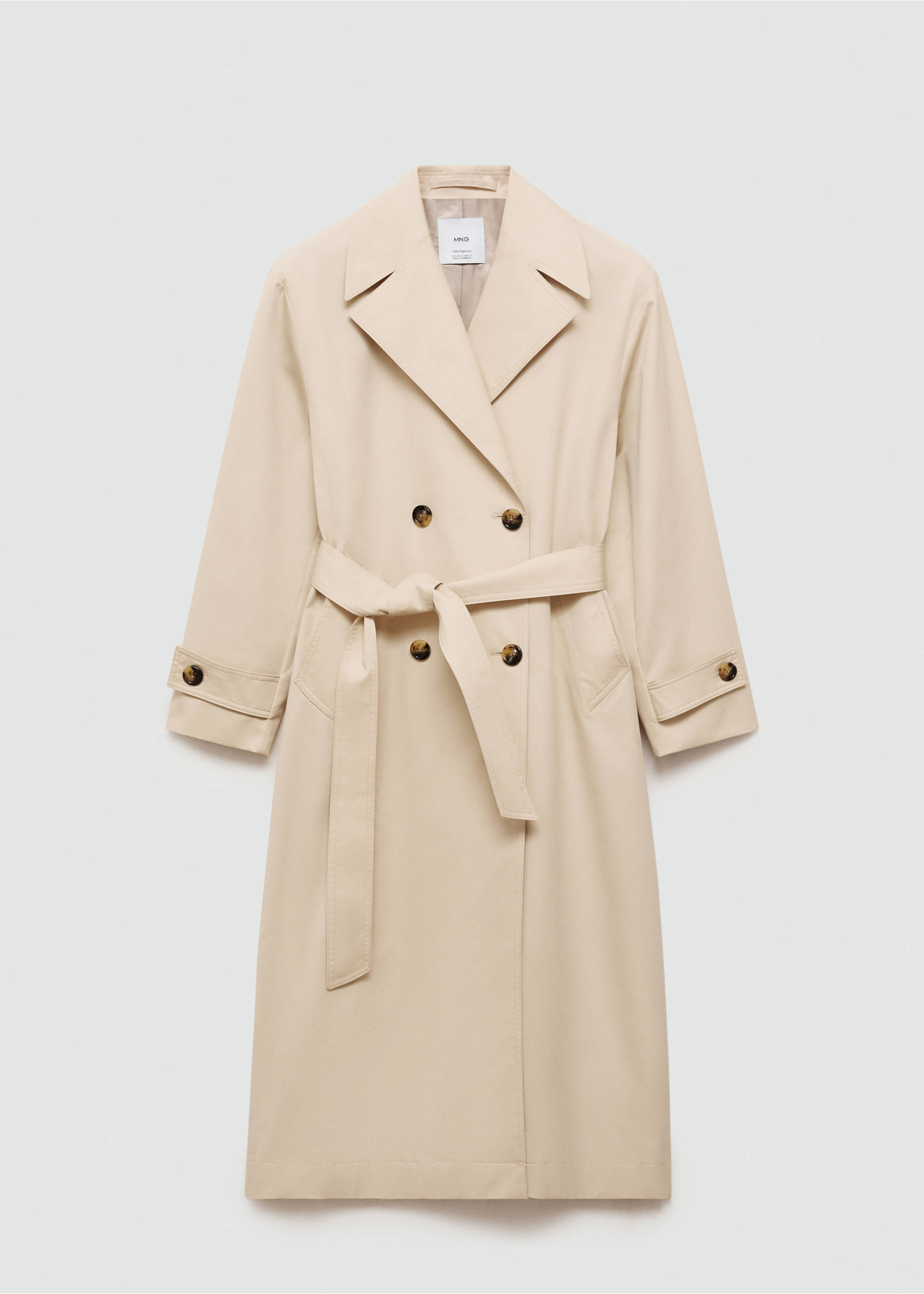 Trench long double boutonnage - Article sans modèle, Beige. Ref: 77084762-00.