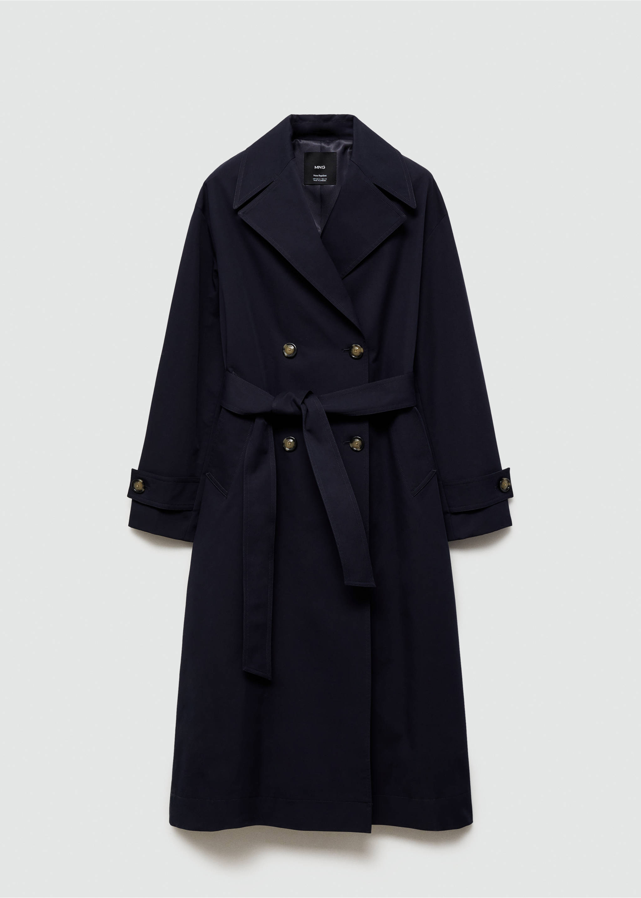 Long double-breasted trench coat - Article without model, Black. Ref: 77084762-00.