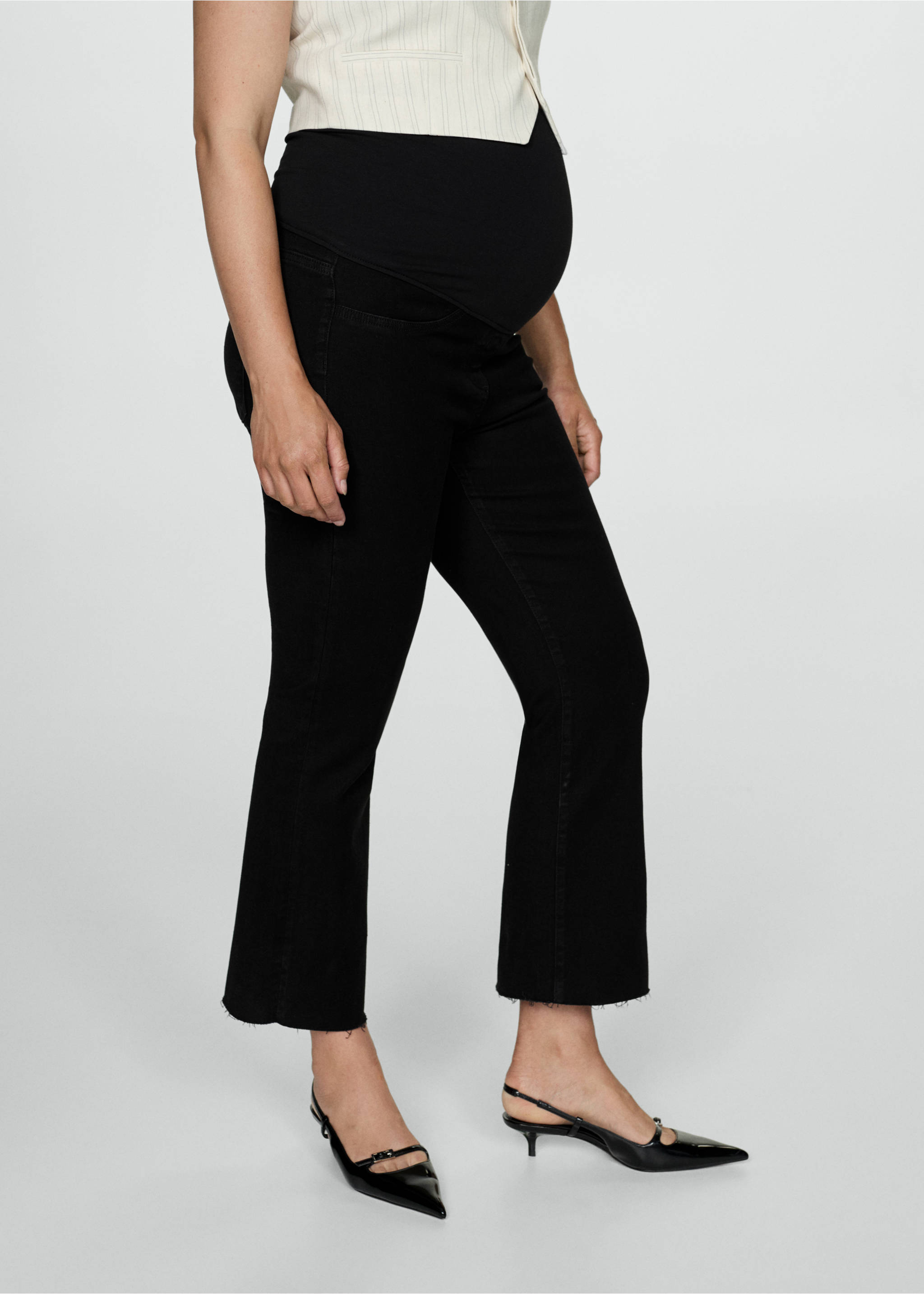 Maternity flared cropped jeans - Medium plane, Black denim. Ref: 77084767-00.