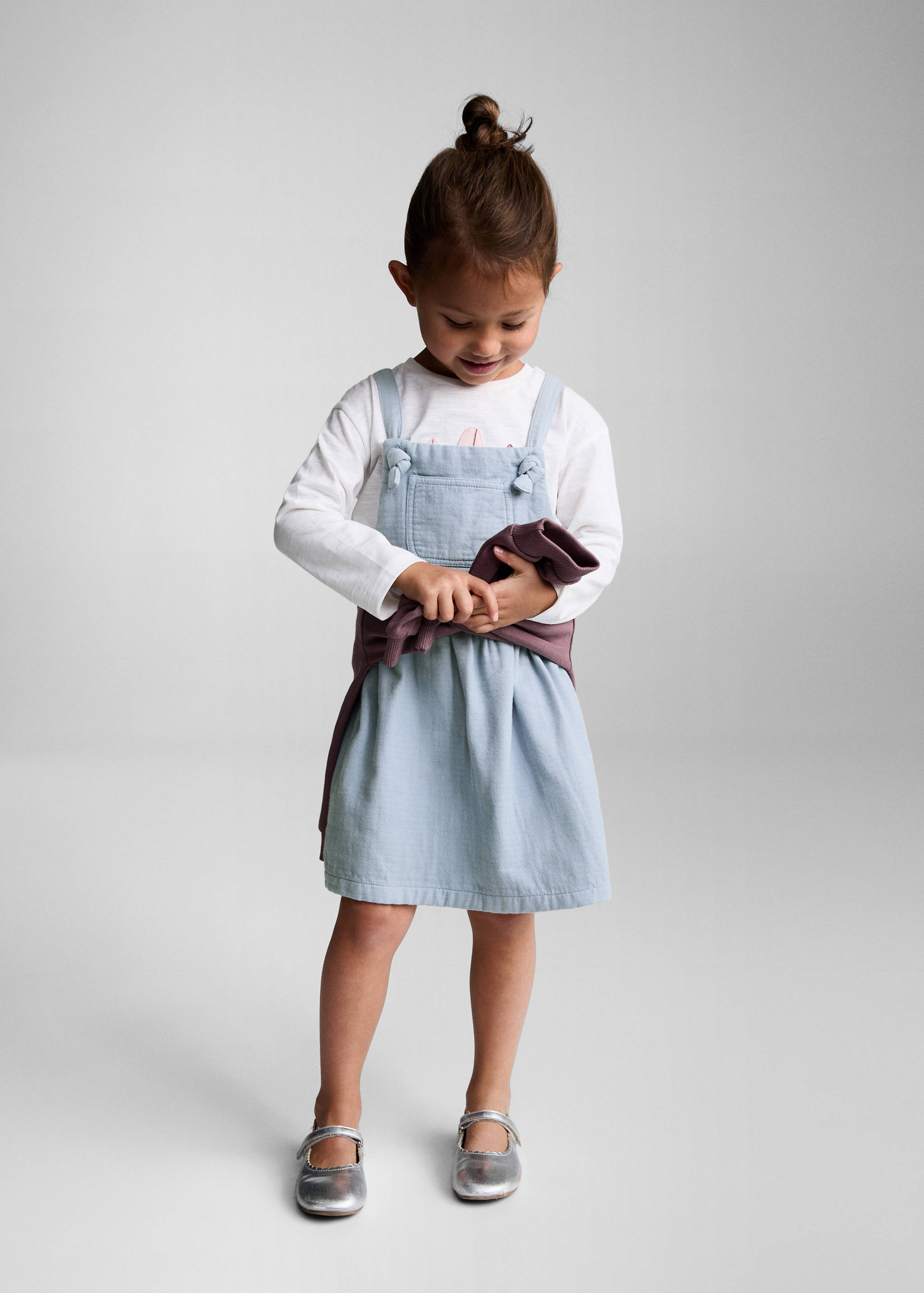 Short cotton pinafore dress - General plane
