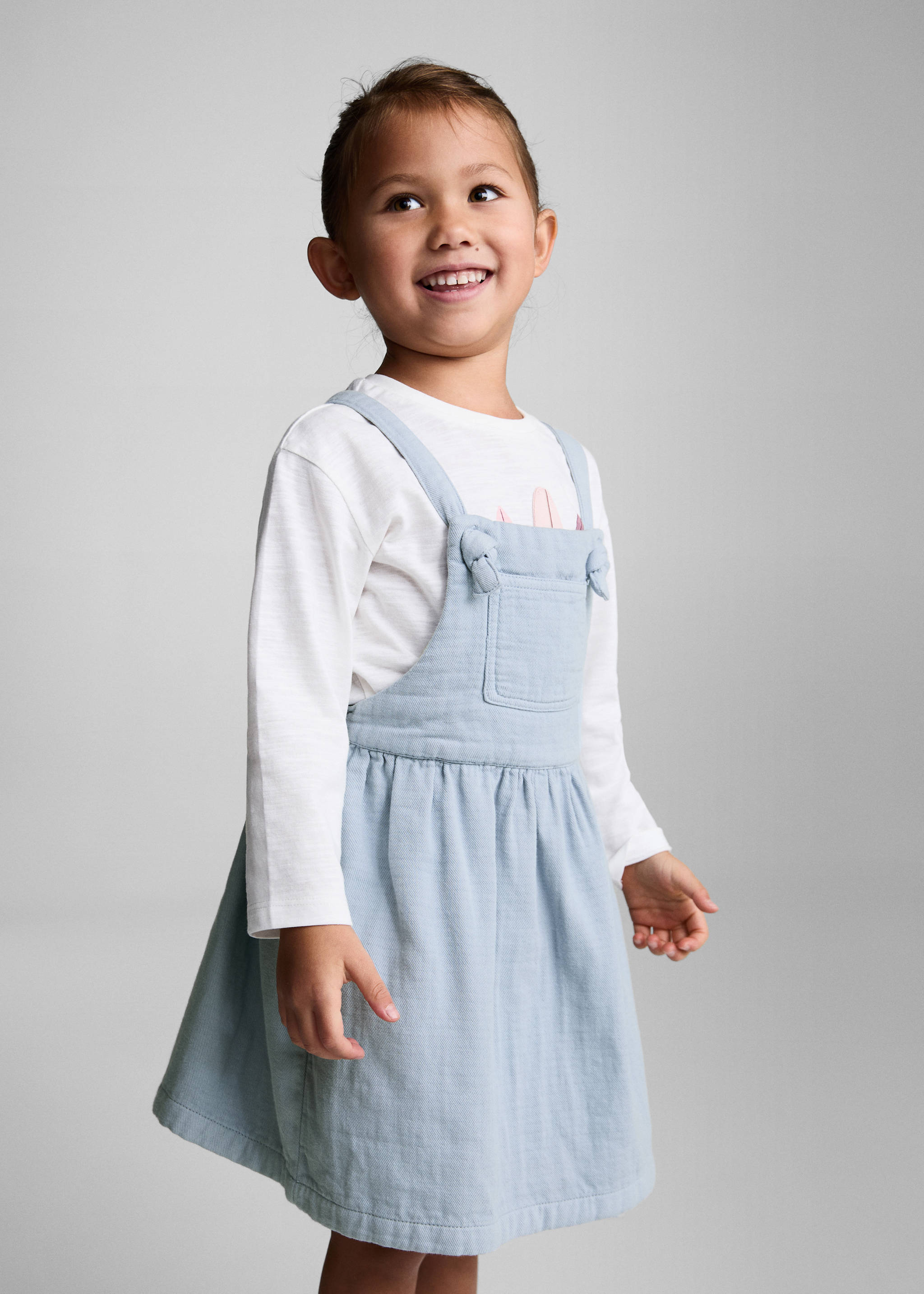 Short cotton pinafore dress - Medium plane