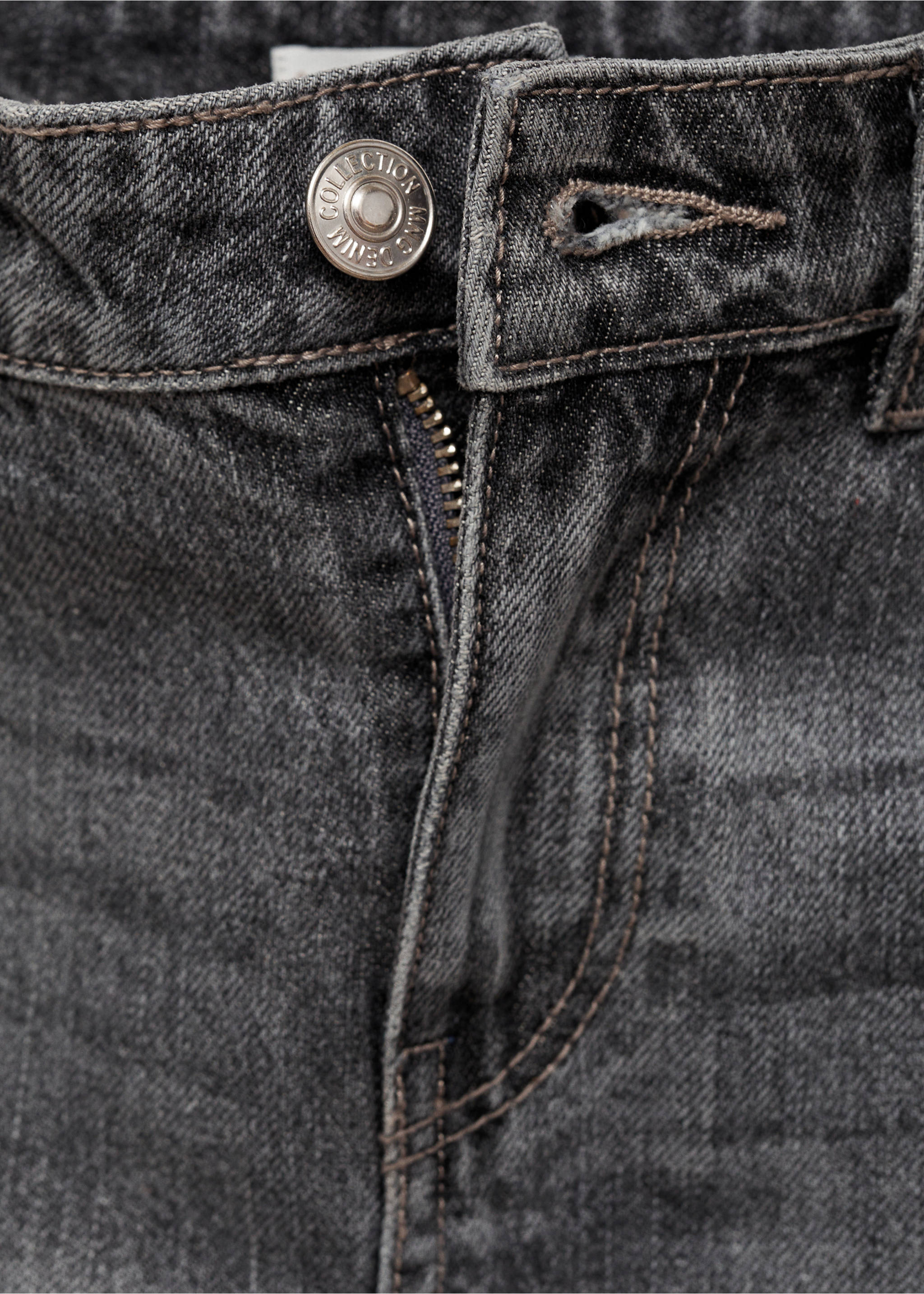 Denim mini-skirt - Details of the article 8, Open Grey. Ref: 77084780-00.
