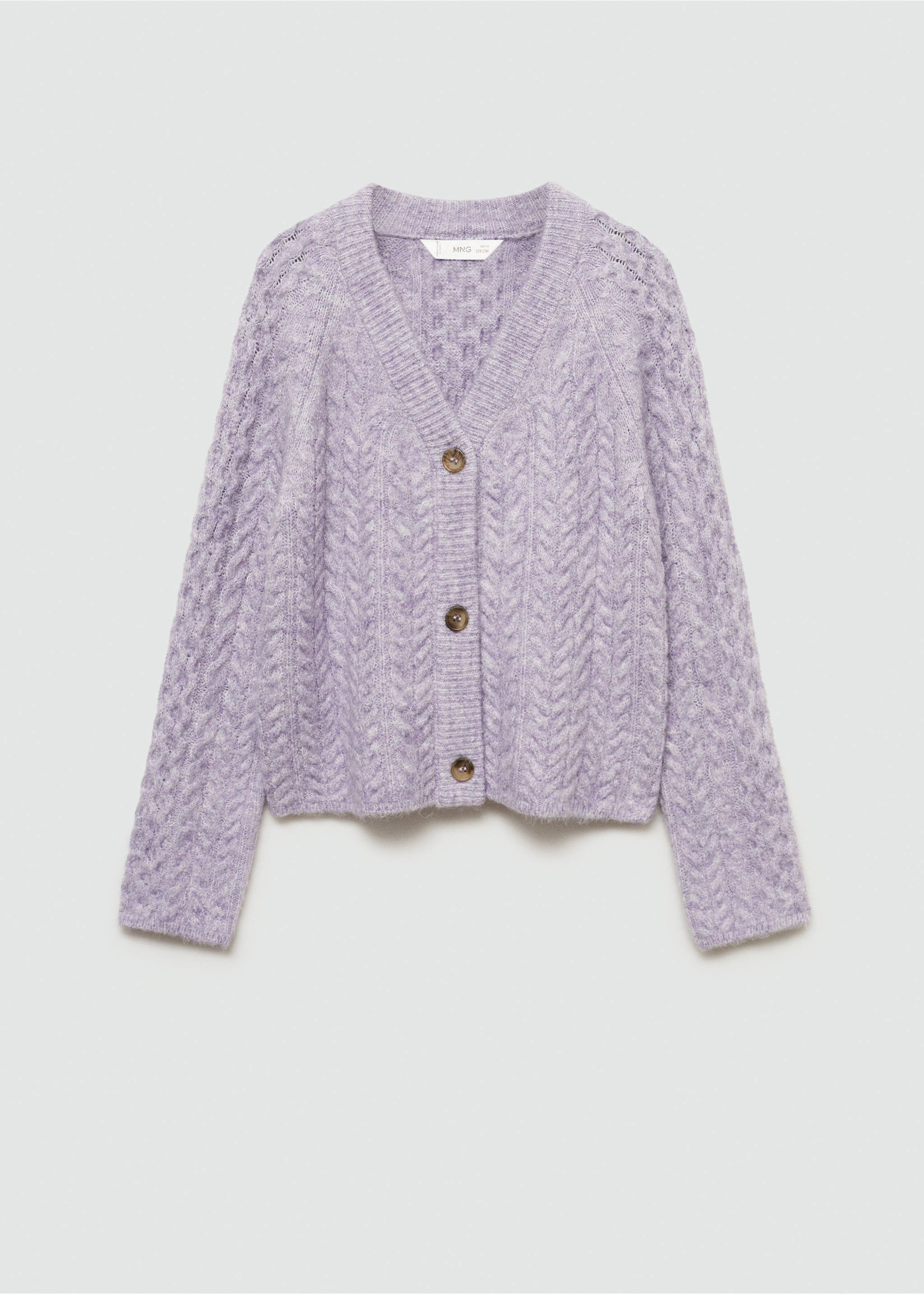 Knitted braided cardigan - Article without model, Lavender. Ref: 77084784-00.