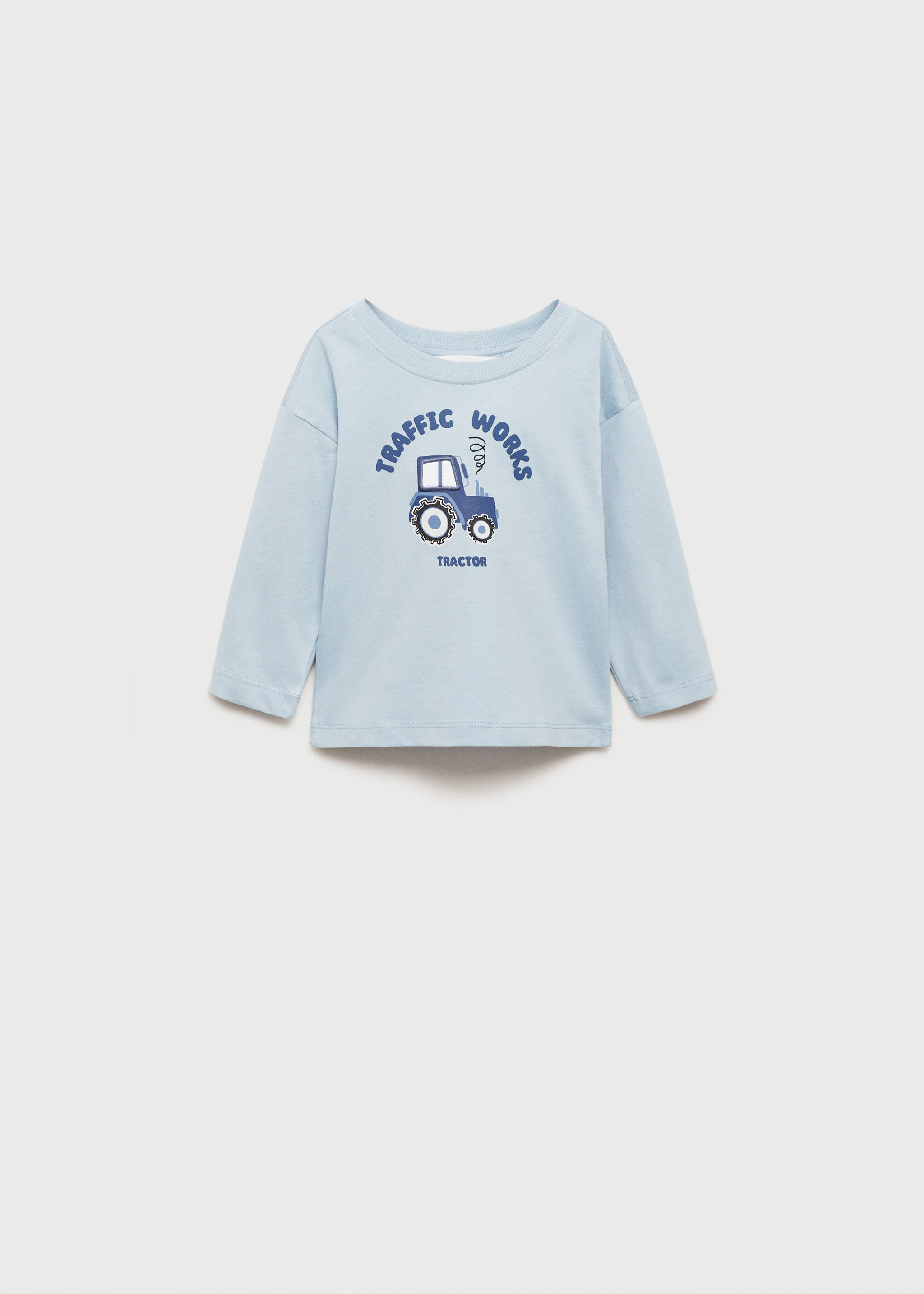 Printed long sleeve t-shirt - Article without model, Sky Blue. Ref: 77084796-00.