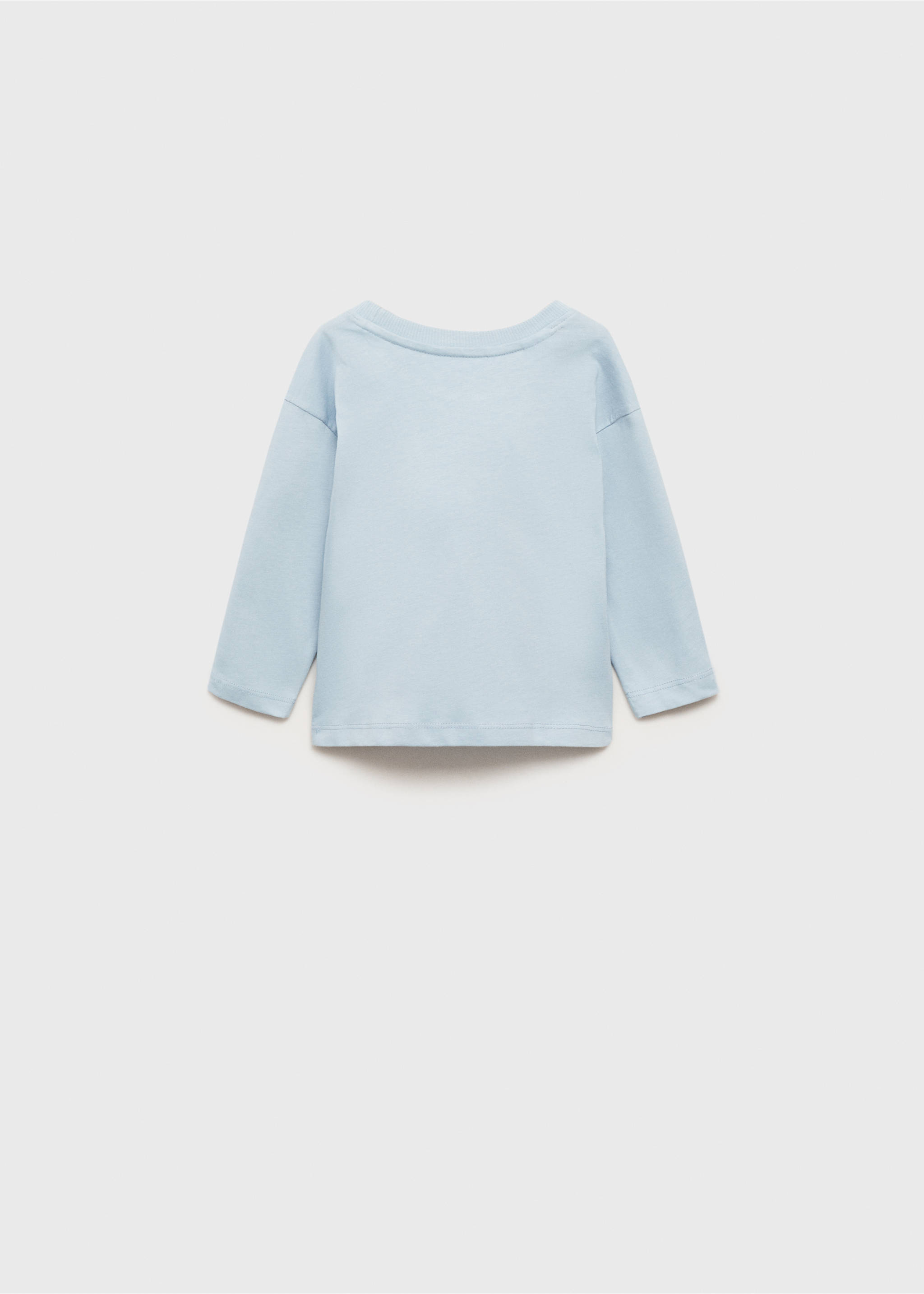 Printed long sleeve t-shirt - Reverse of the article, Sky Blue. Ref: 77084796-00.