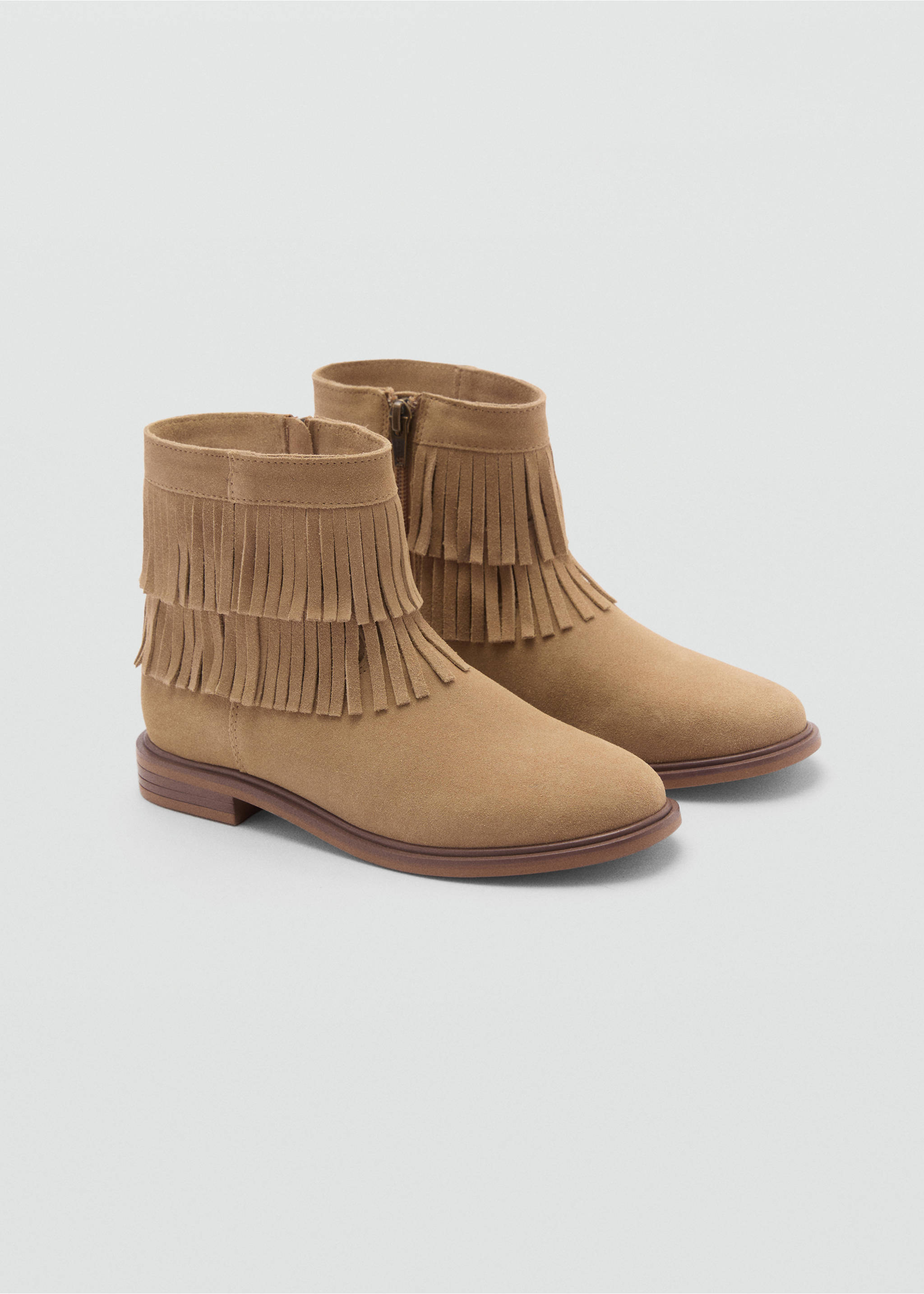 Fringed leather boots - Medium plane, Sand. Ref: 77085145-00.