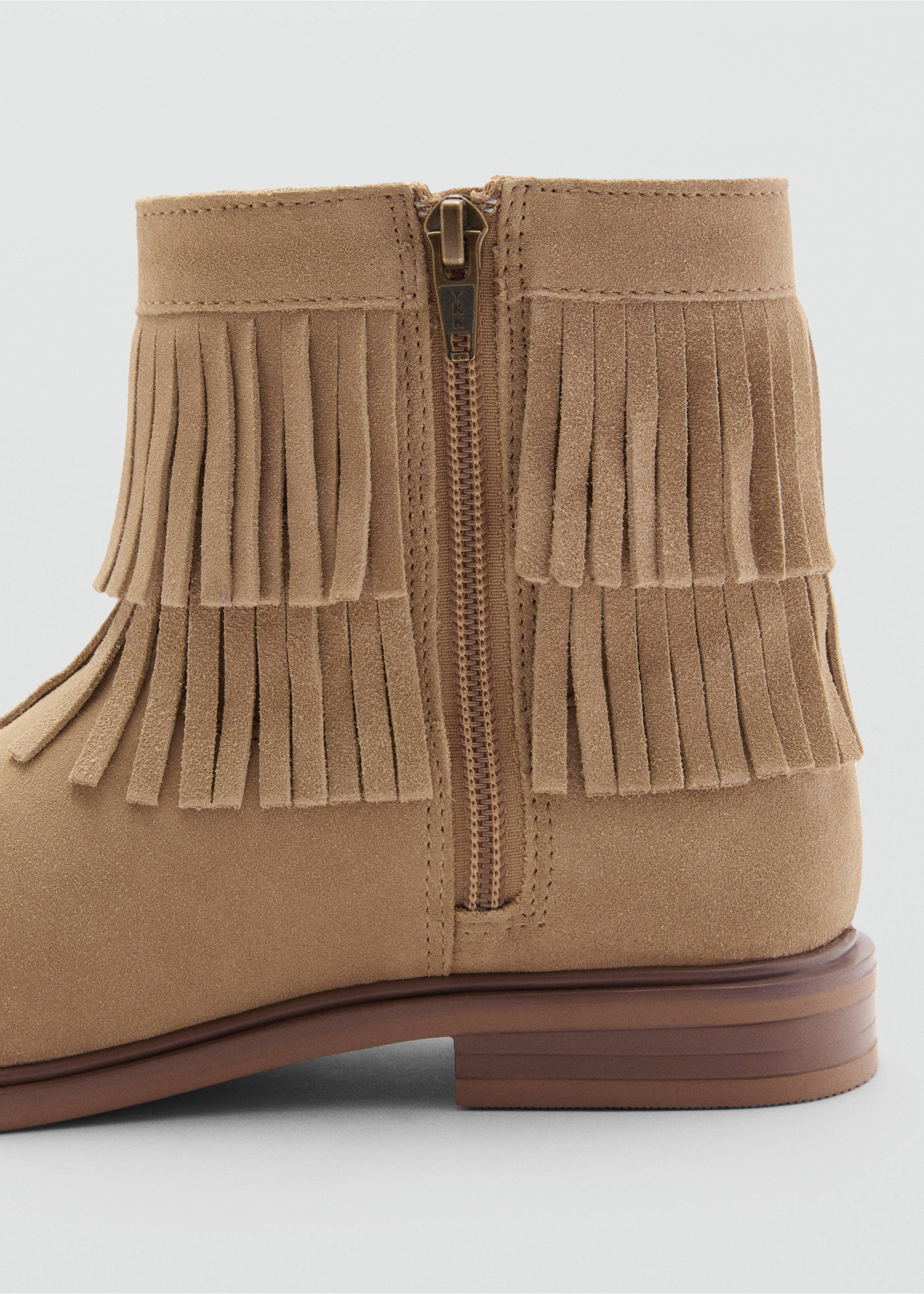 Fringed leather boots - Details of the article 3, Sand. Ref: 77085145-00.