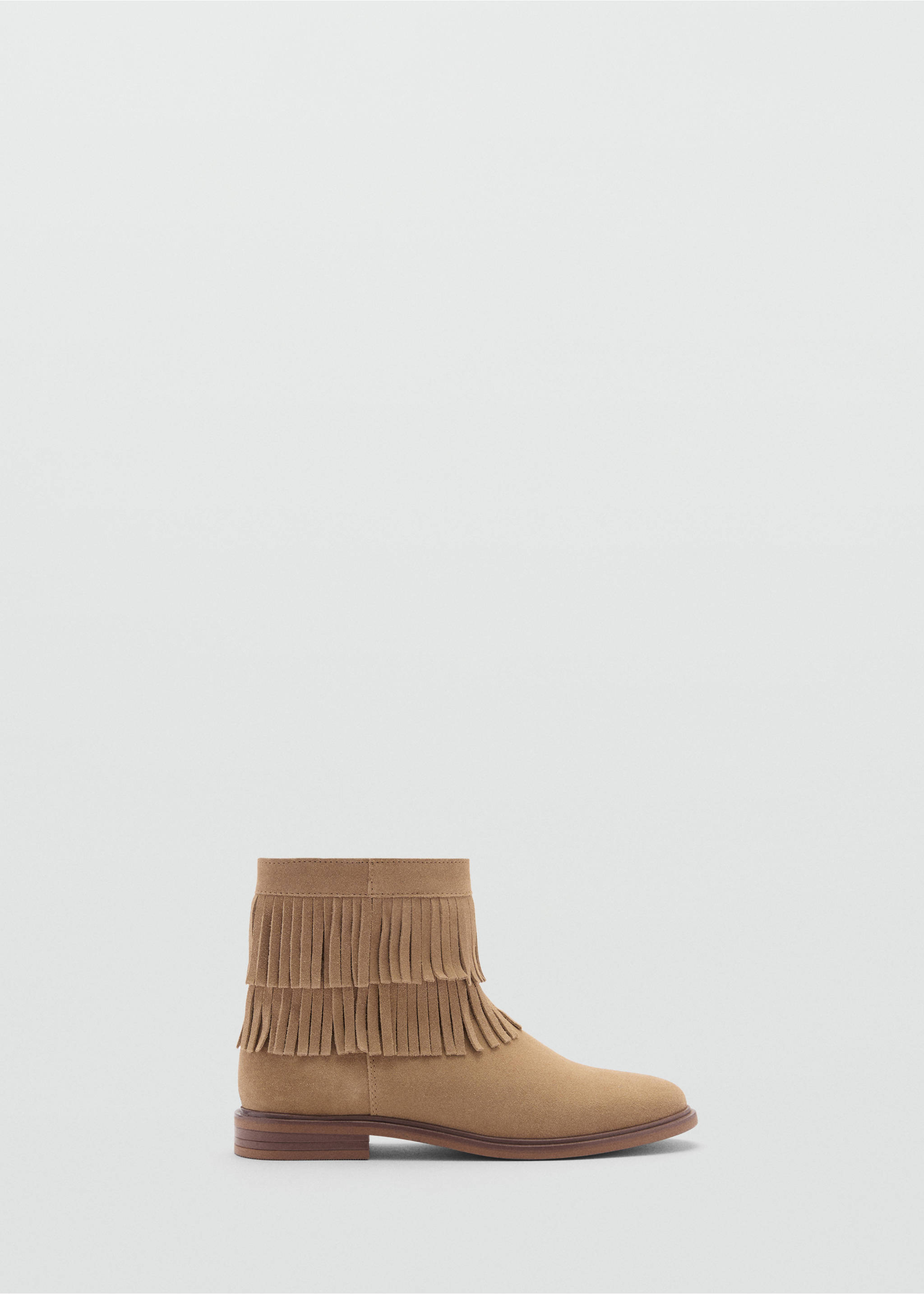 Lederstiefelette mit Fransen - Artikel ohne Model, Sandfarben. Ref: 77085145-00.