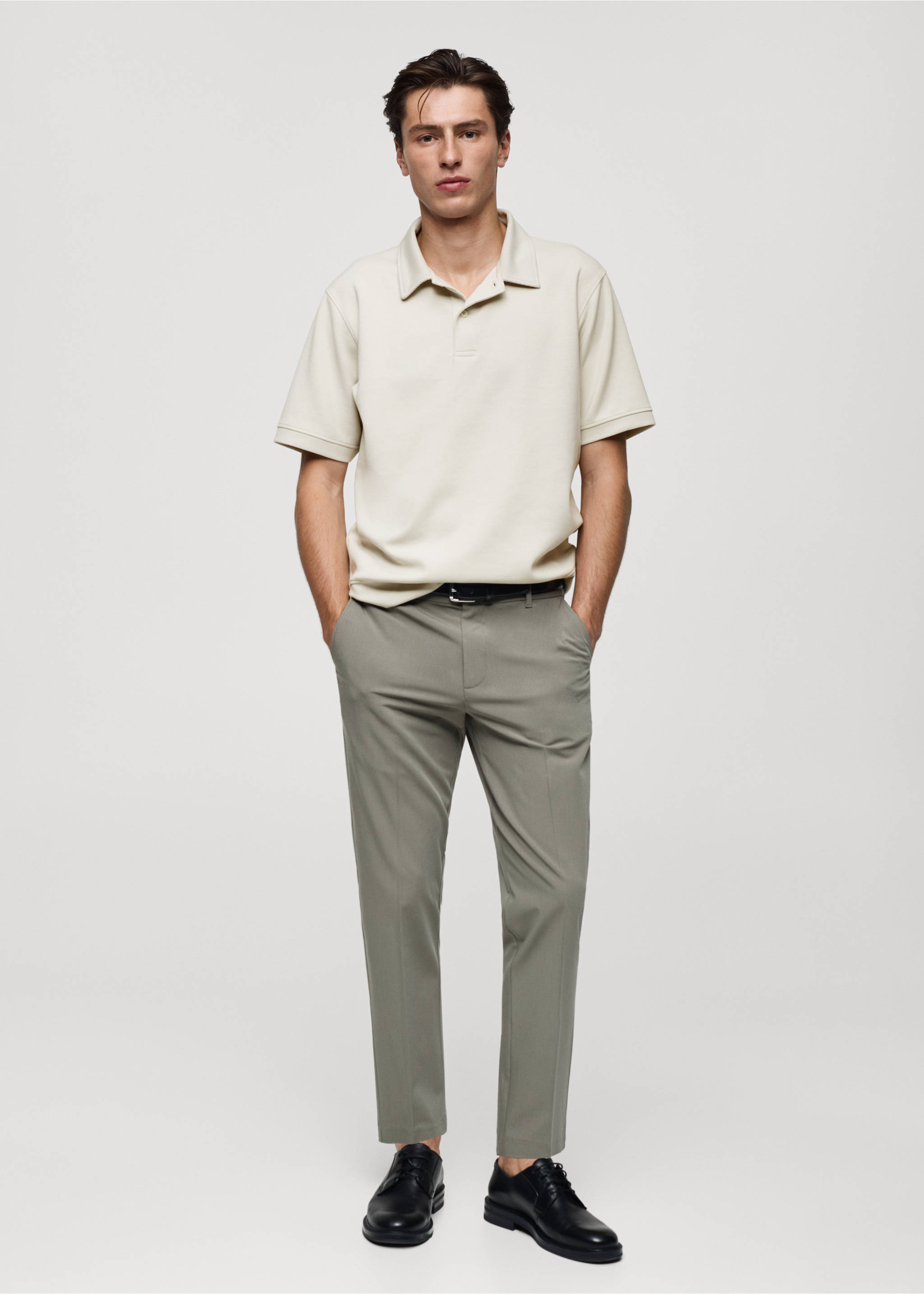 Regular fit sweatshirt-fabric polo shirt - General plane, Ice Grey. Ref: 77085149-00.