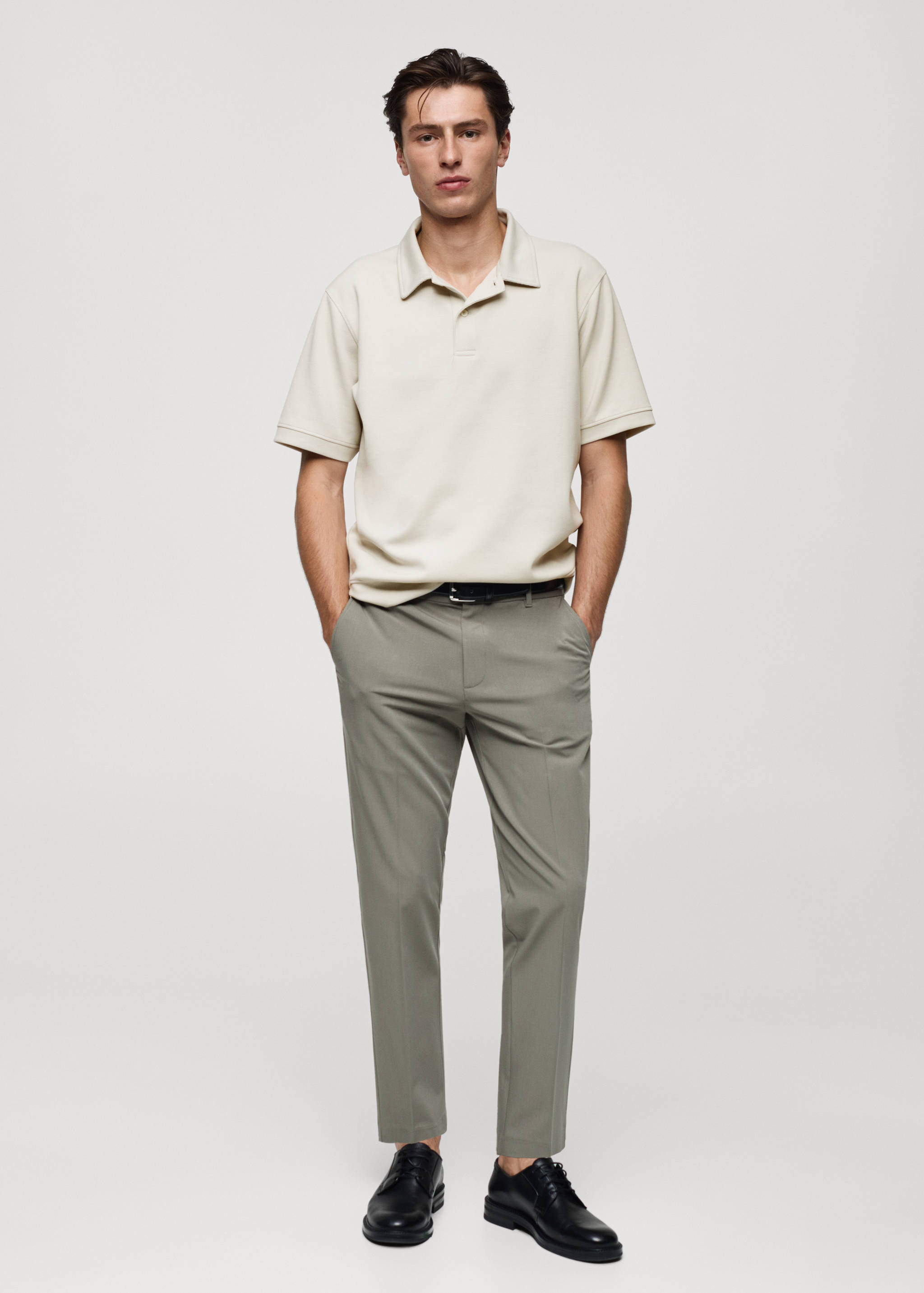 Regular fit sweatshirt-fabric polo shirt - General plane