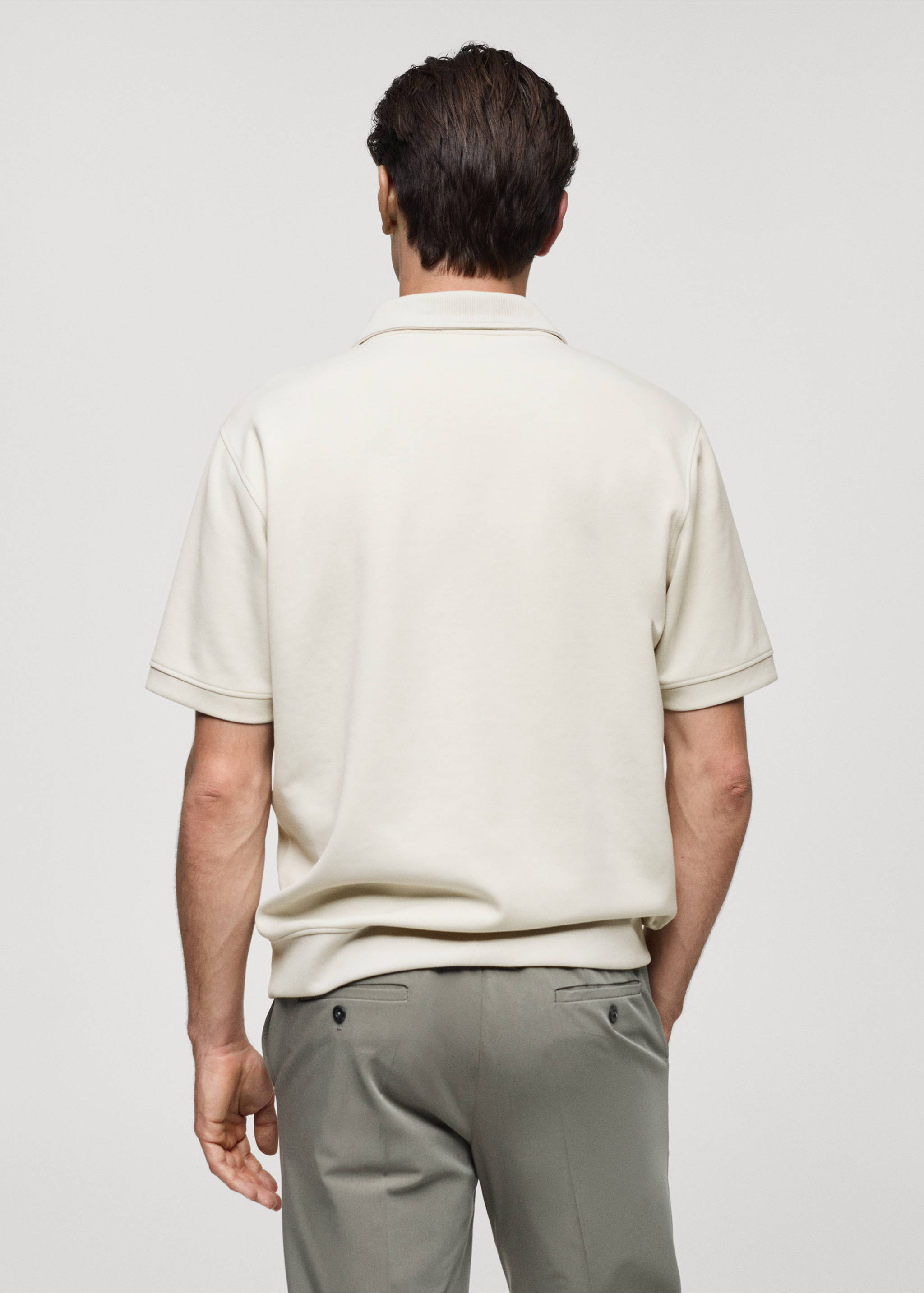 Regular fit sweatshirt-fabric polo shirt - Reverse of the article, Ice Grey. Ref: 77085149-00.