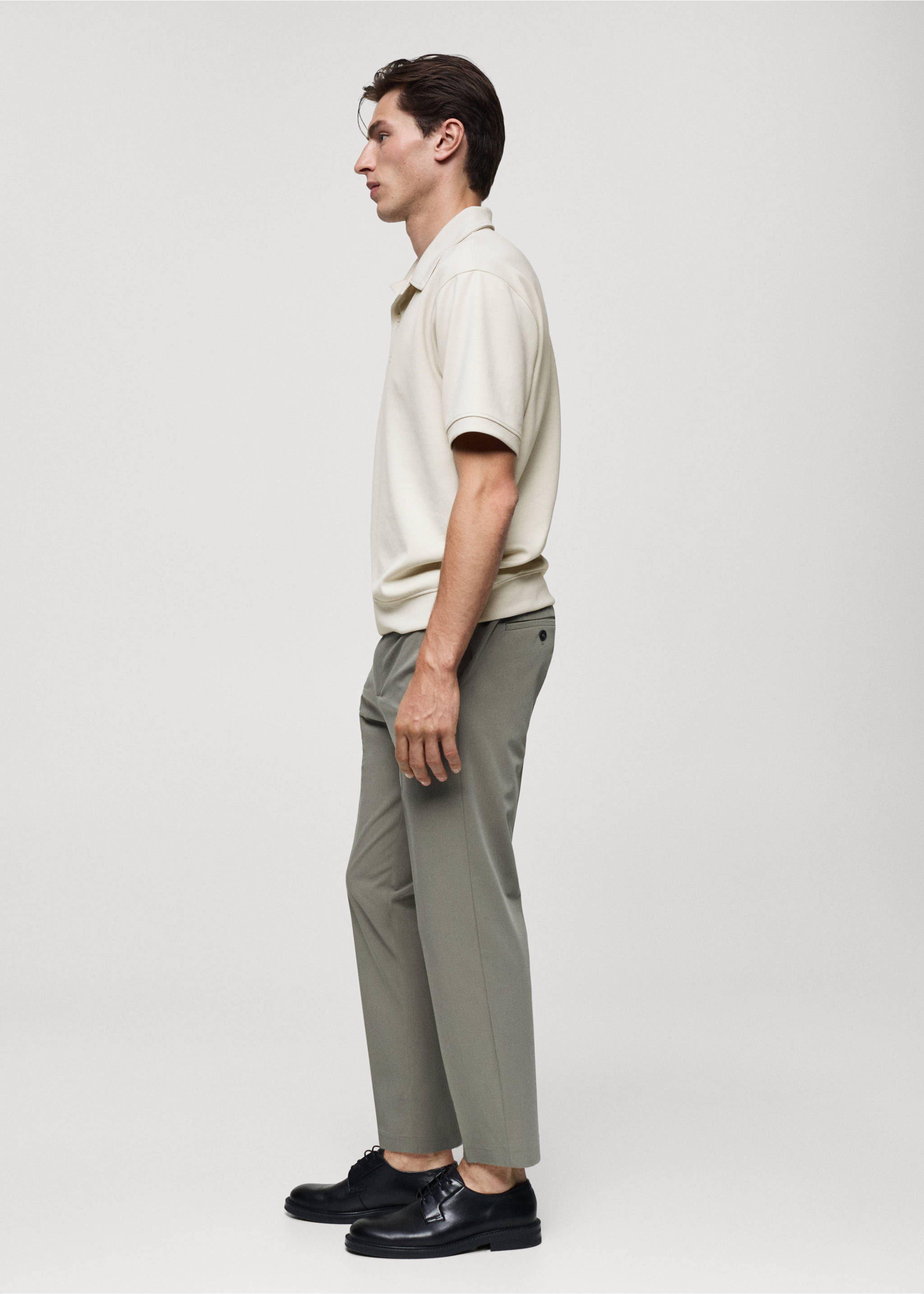 Regular fit sweatshirt-fabric polo shirt - Details of the article 2, Ice Grey. Ref: 77085149-00.