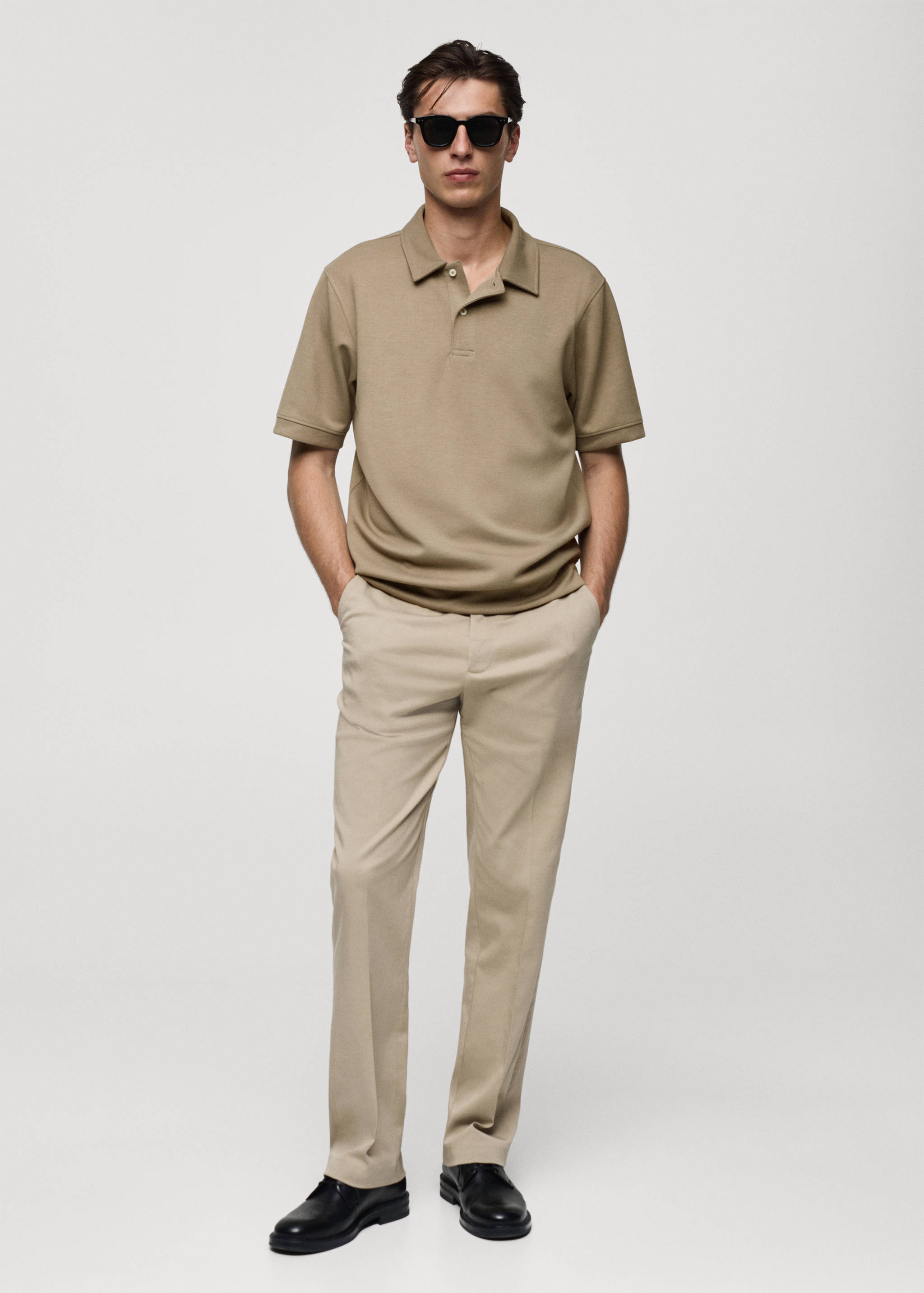 Regular fit sweatshirt-fabric polo shirt - General plane