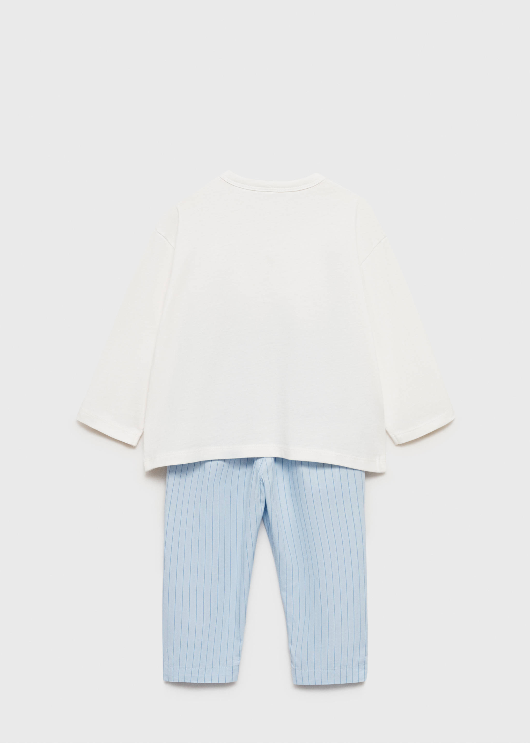 Langer Pyjama mit Streifen - Rückseite des Artikels, Himmelblau. Ref: 77085150-00.