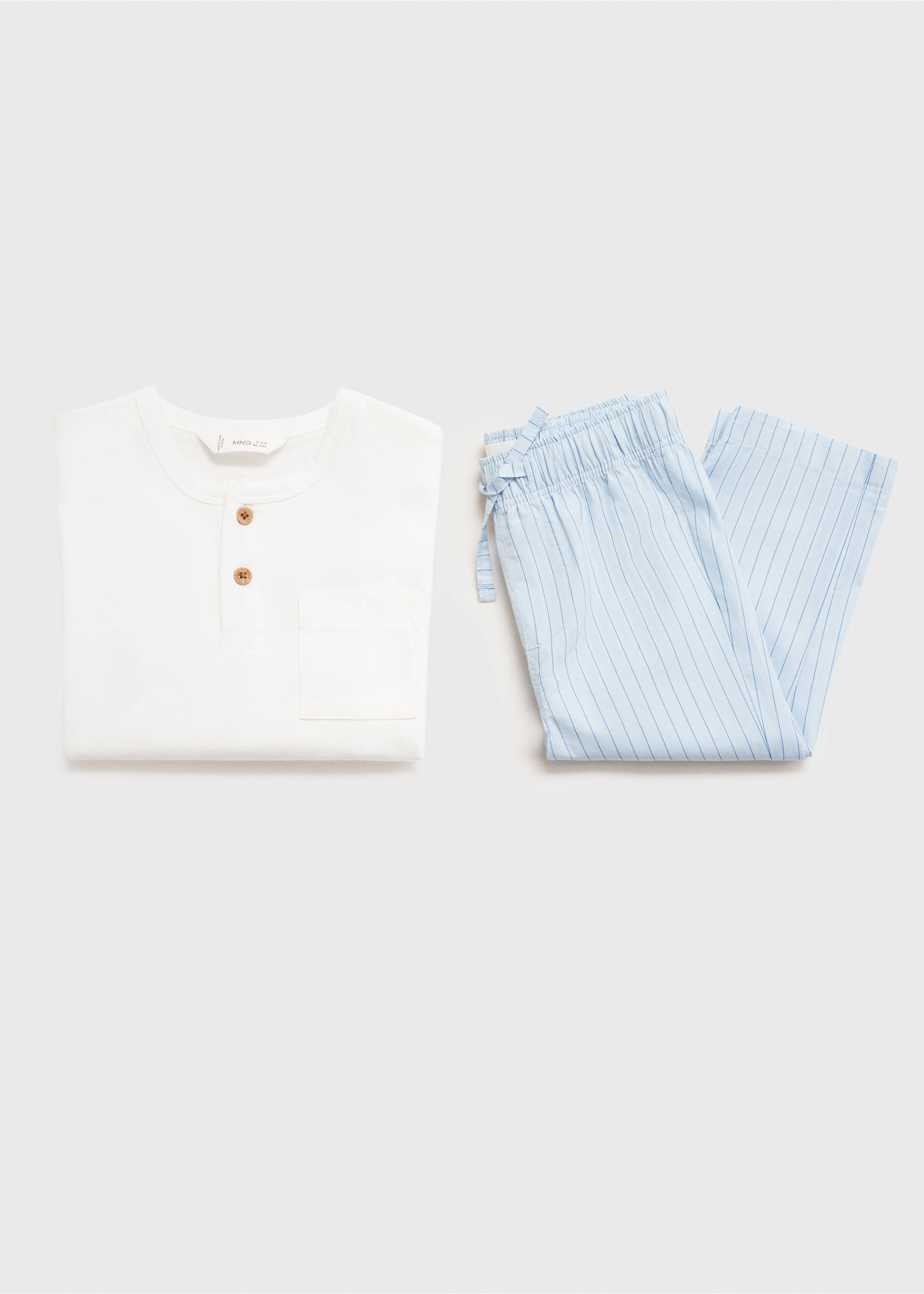 Langer Pyjama mit Streifen - Detail des Artikels 0, Himmelblau. Ref: 77085150-00.