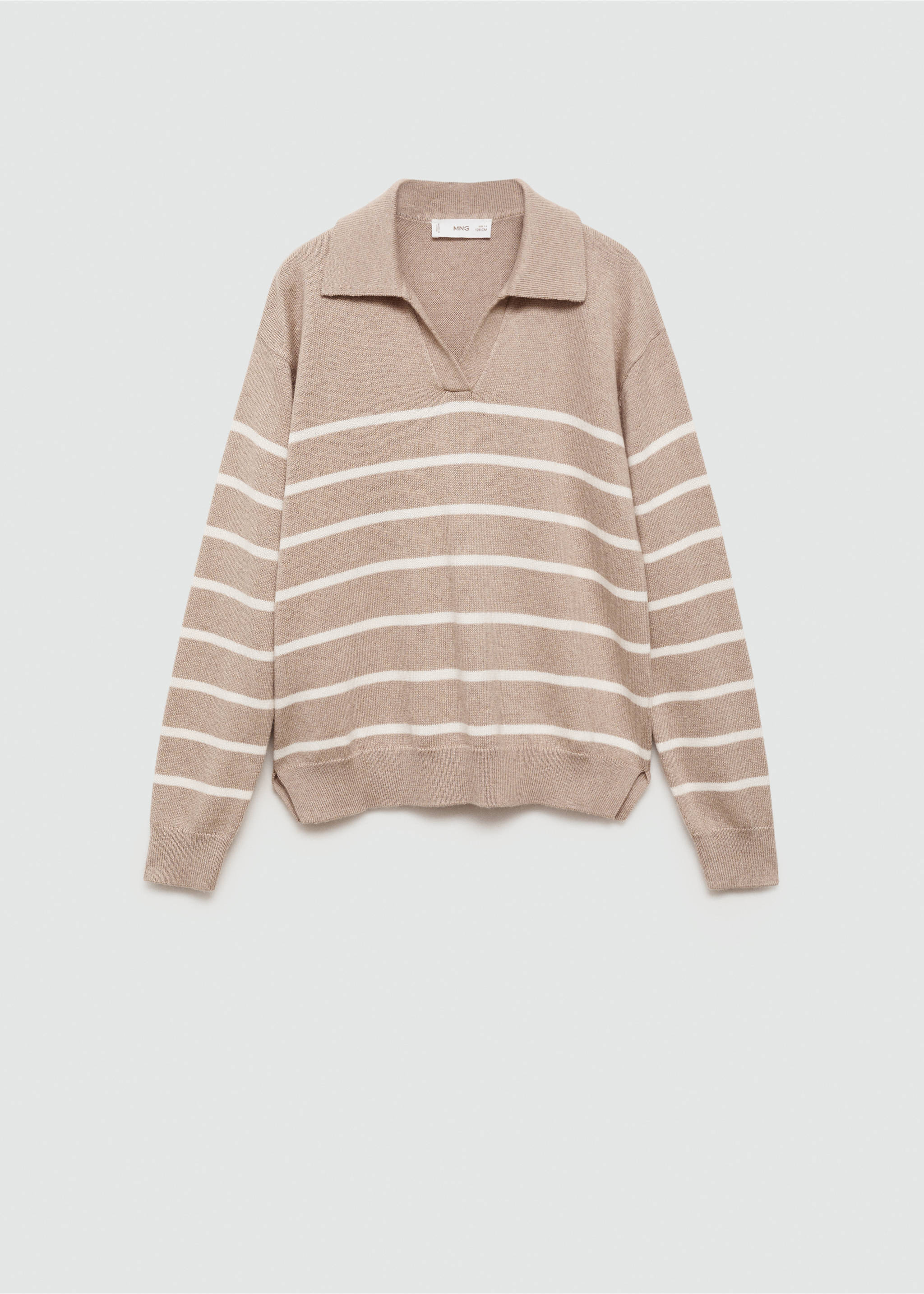 Striped polo-neck sweater - Article without model, Sand. Ref: 77085151-00.
