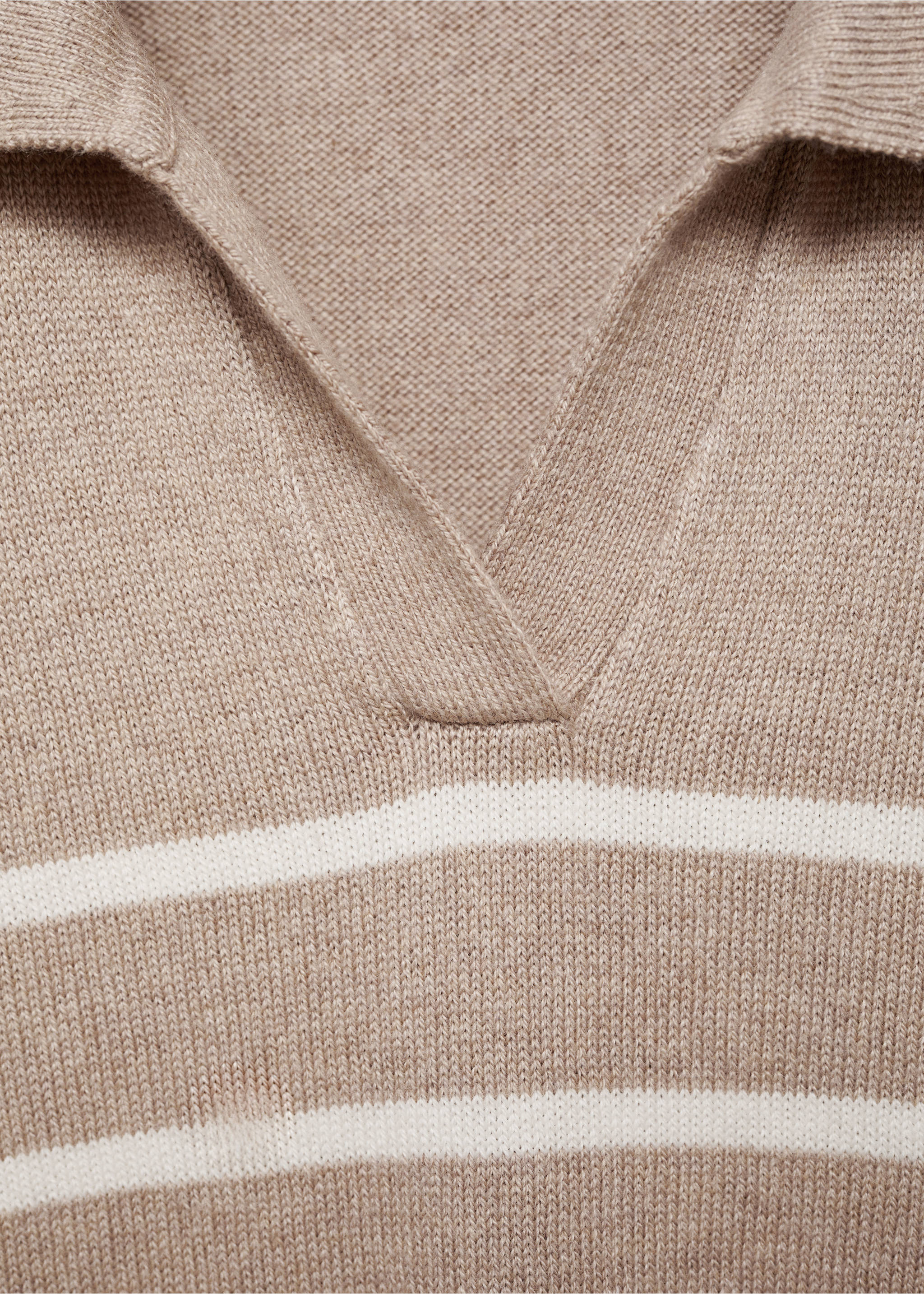 Striped polo-neck sweater - Details of the article 8, Sand. Ref: 77085151-00.