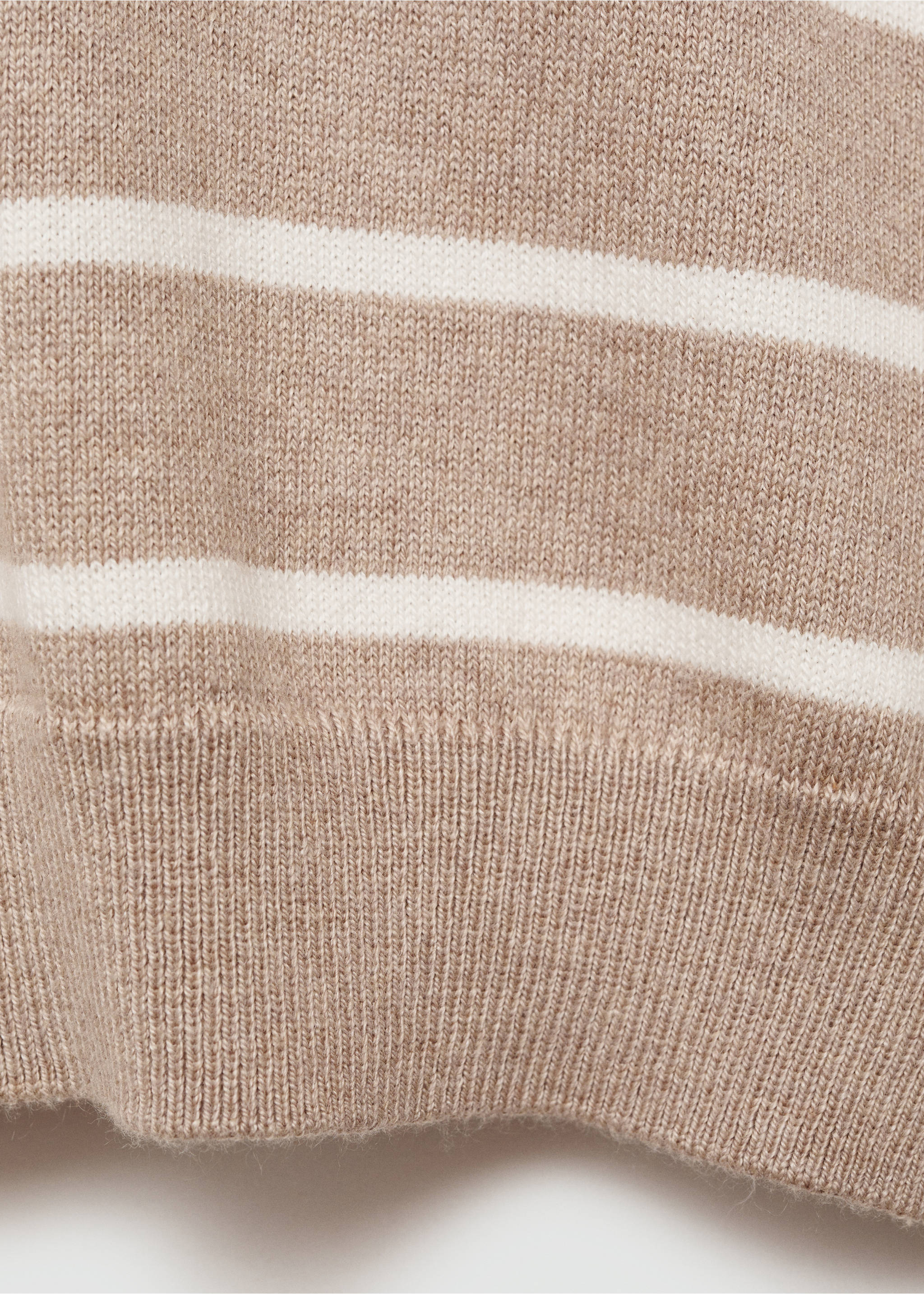 Striped polo-neck sweater - Details of the article 0, Sand. Ref: 77085151-00.
