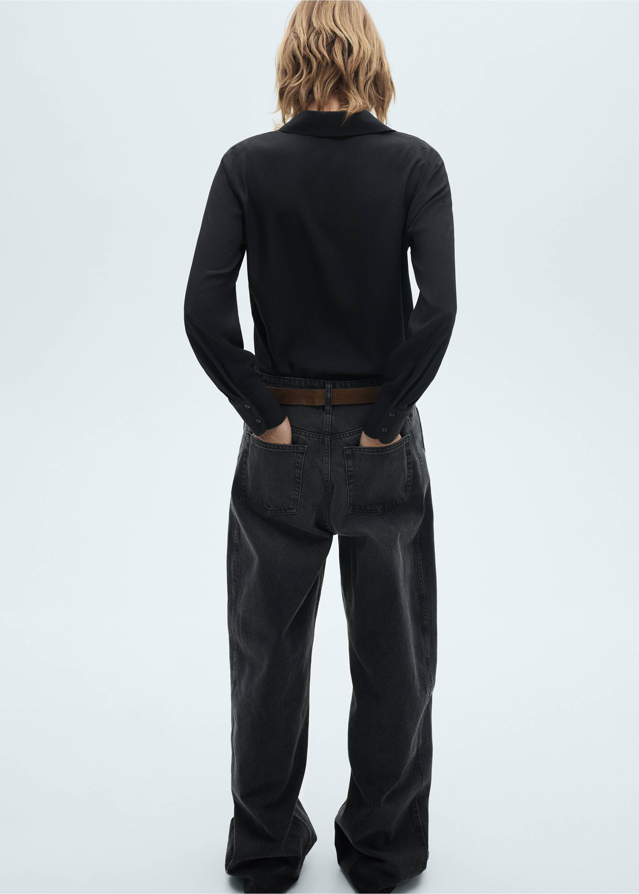 Camisa manga larga fluida - Reverso del artículo, Negro. Ref: 77085628-00.