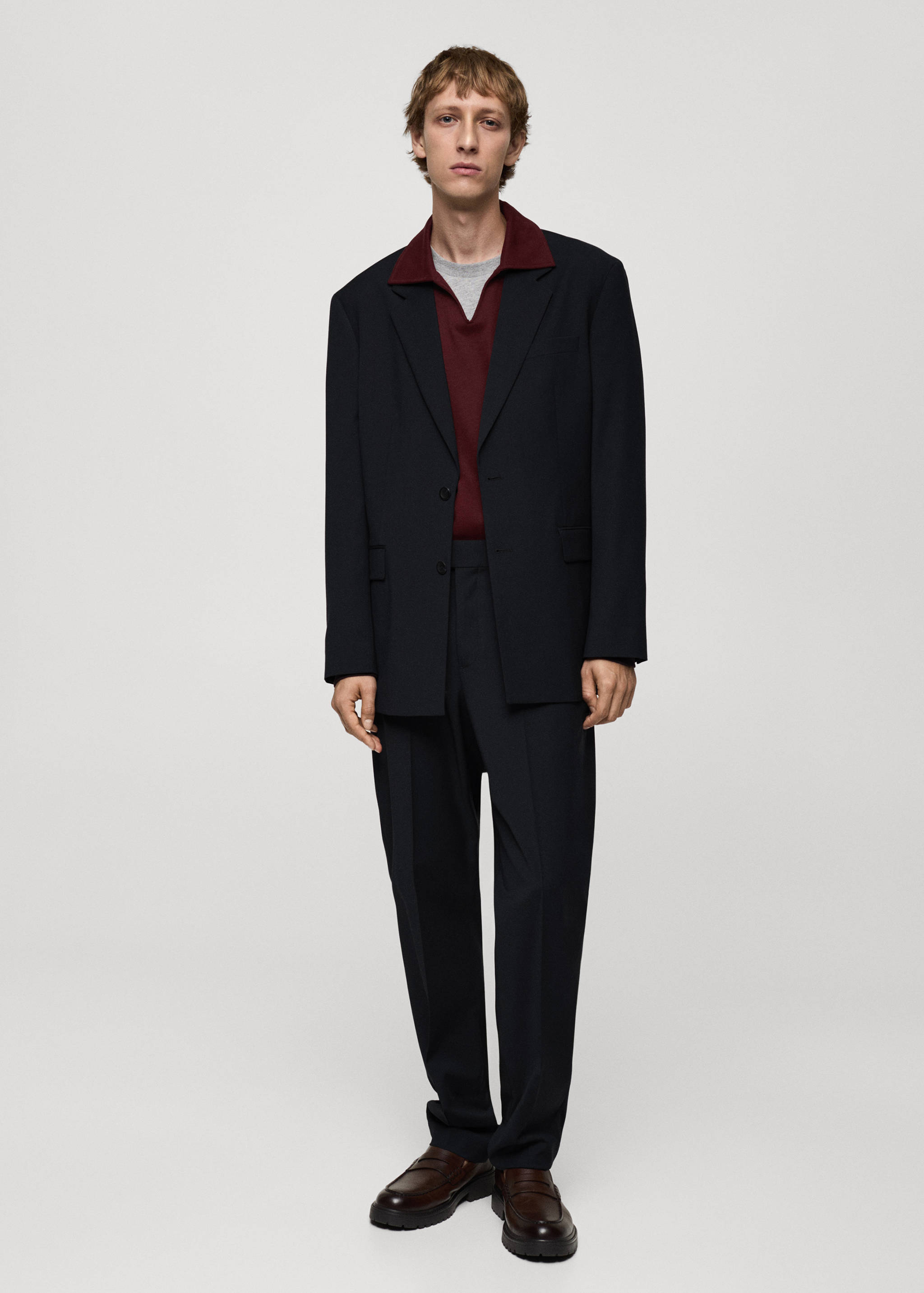 Regular-fit wool-blend suit jacket - General plane