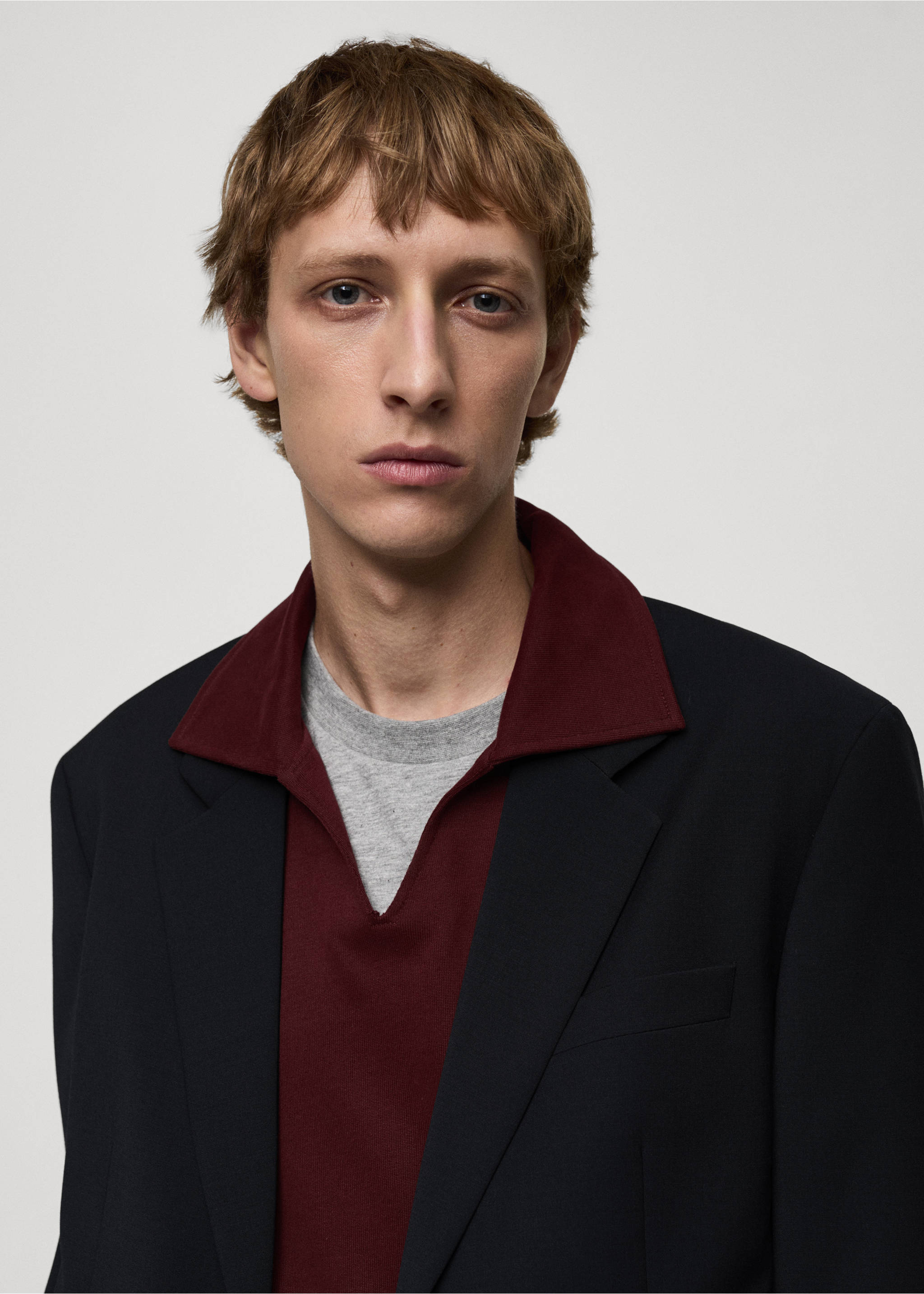 Regular-fit wool-blend suit jacket - Details of the article 2, Dark Navy. Ref: 77085633-00.