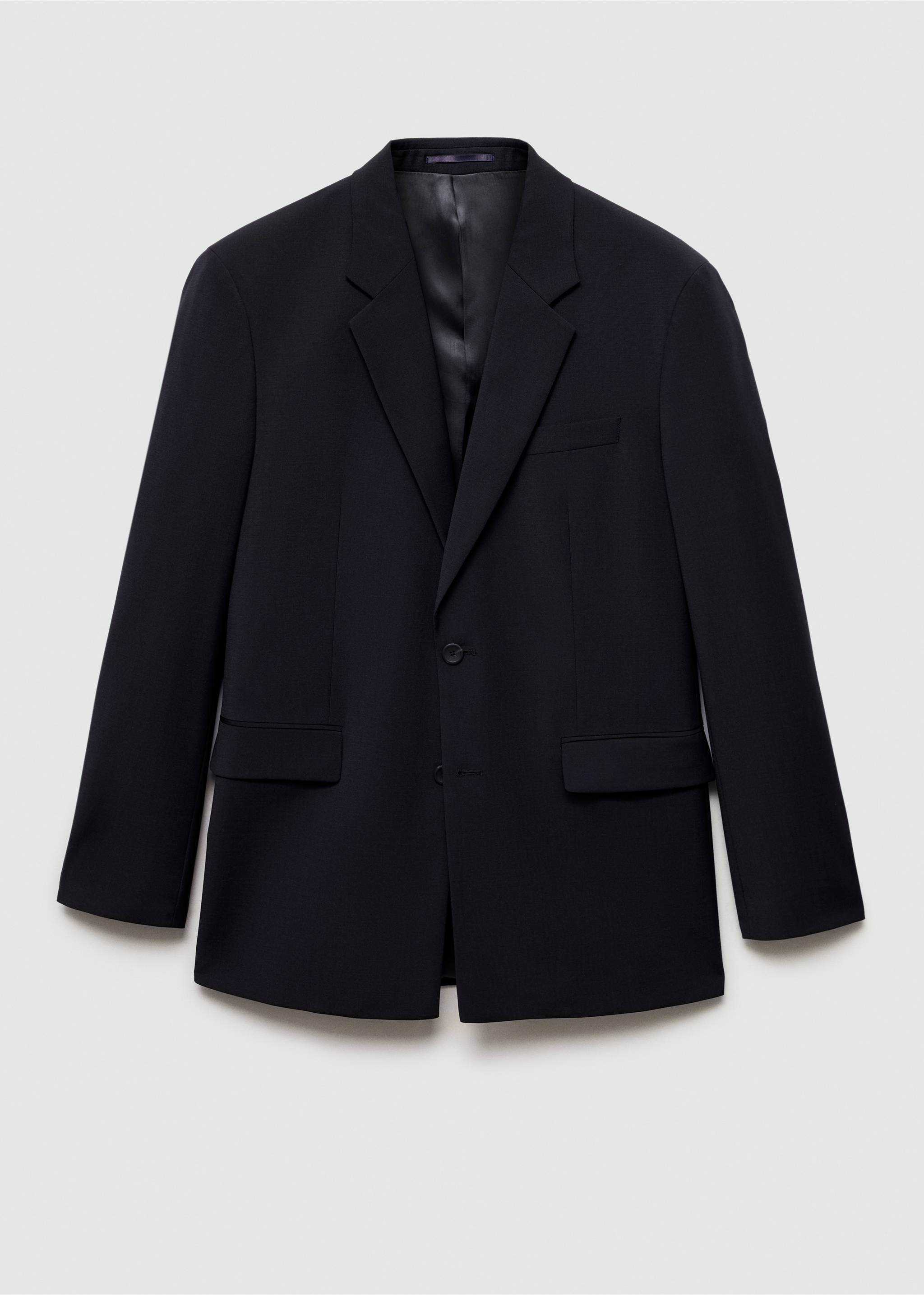 Regular-fit wool-blend suit jacket - Article without model, Dark Navy. Ref: 77085633-00.