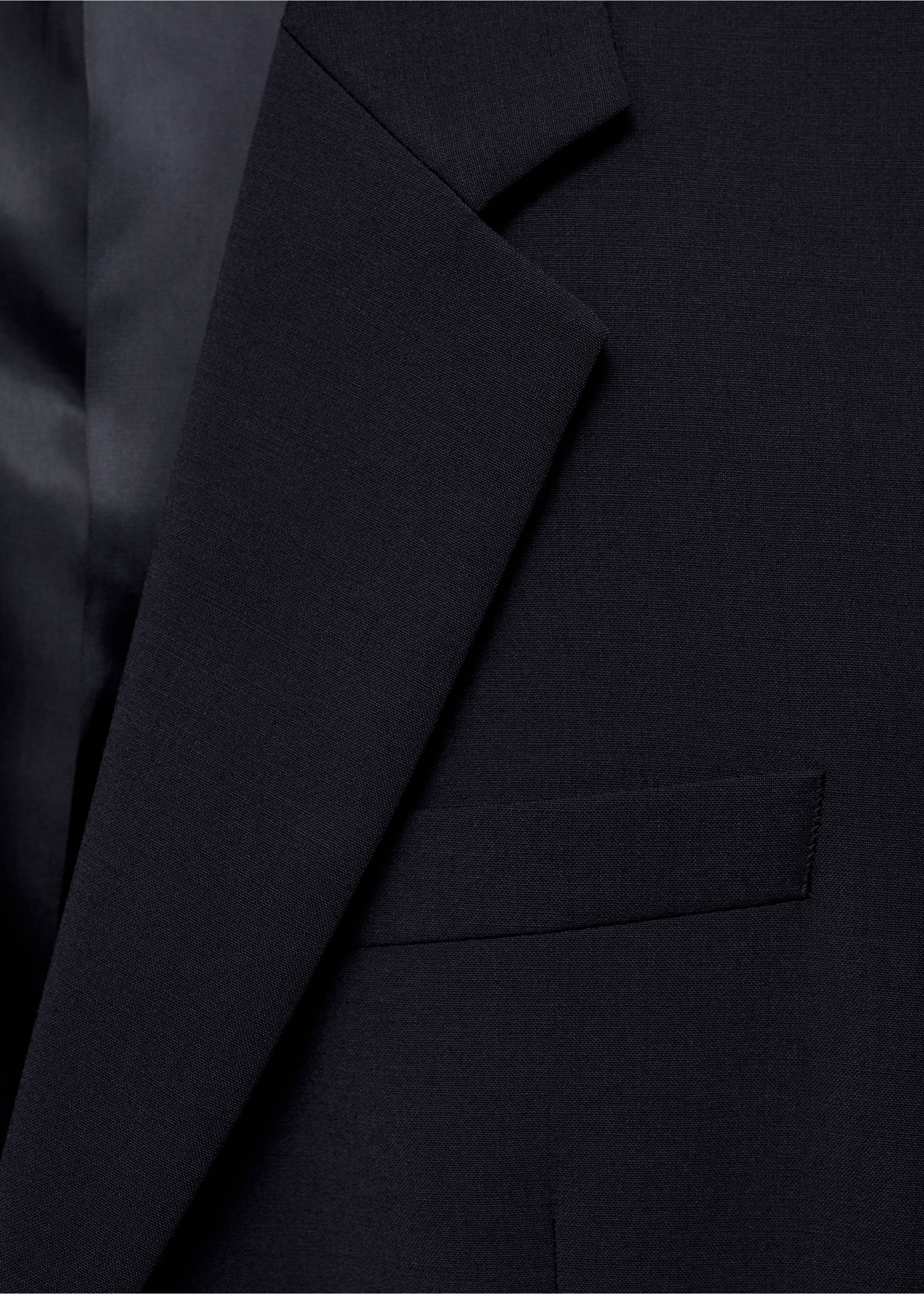 Regular-fit wool-blend suit jacket - Details of the article 8, Dark Navy. Ref: 77085633-00.
