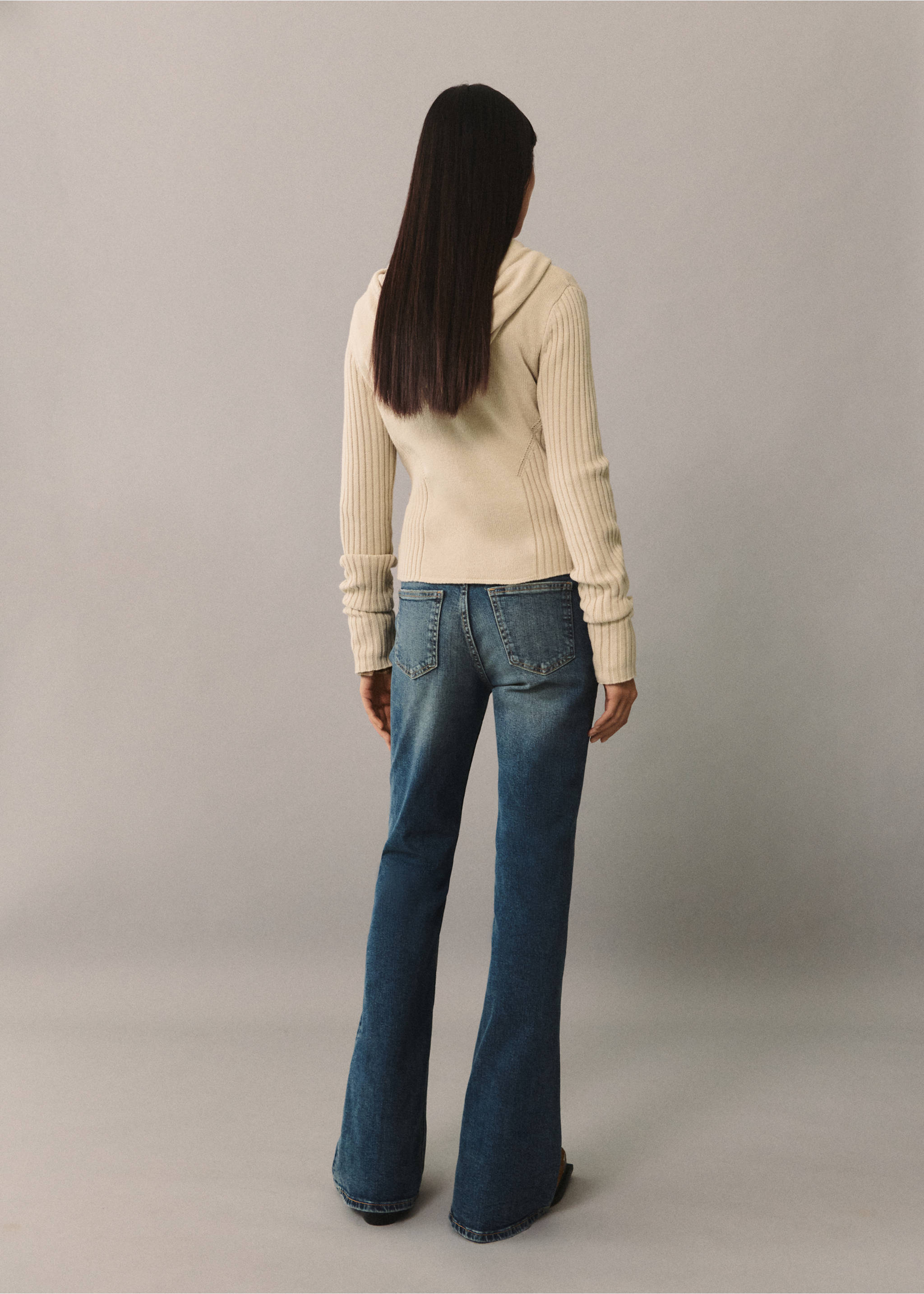 Cárdigan capucha cremallera - Reverso del artículo, Crudo. Ref: 77085641-00.