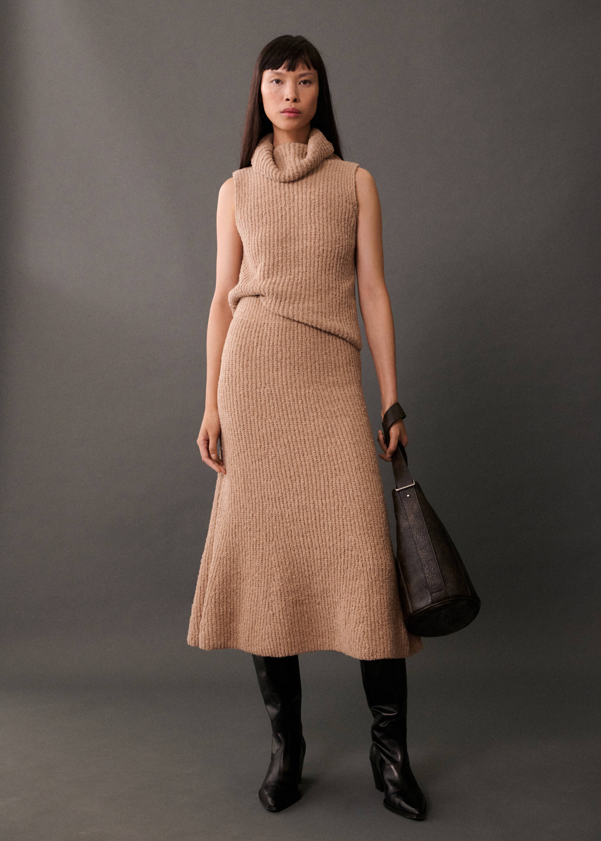 Jupe évasée maille côtelée - Plan général