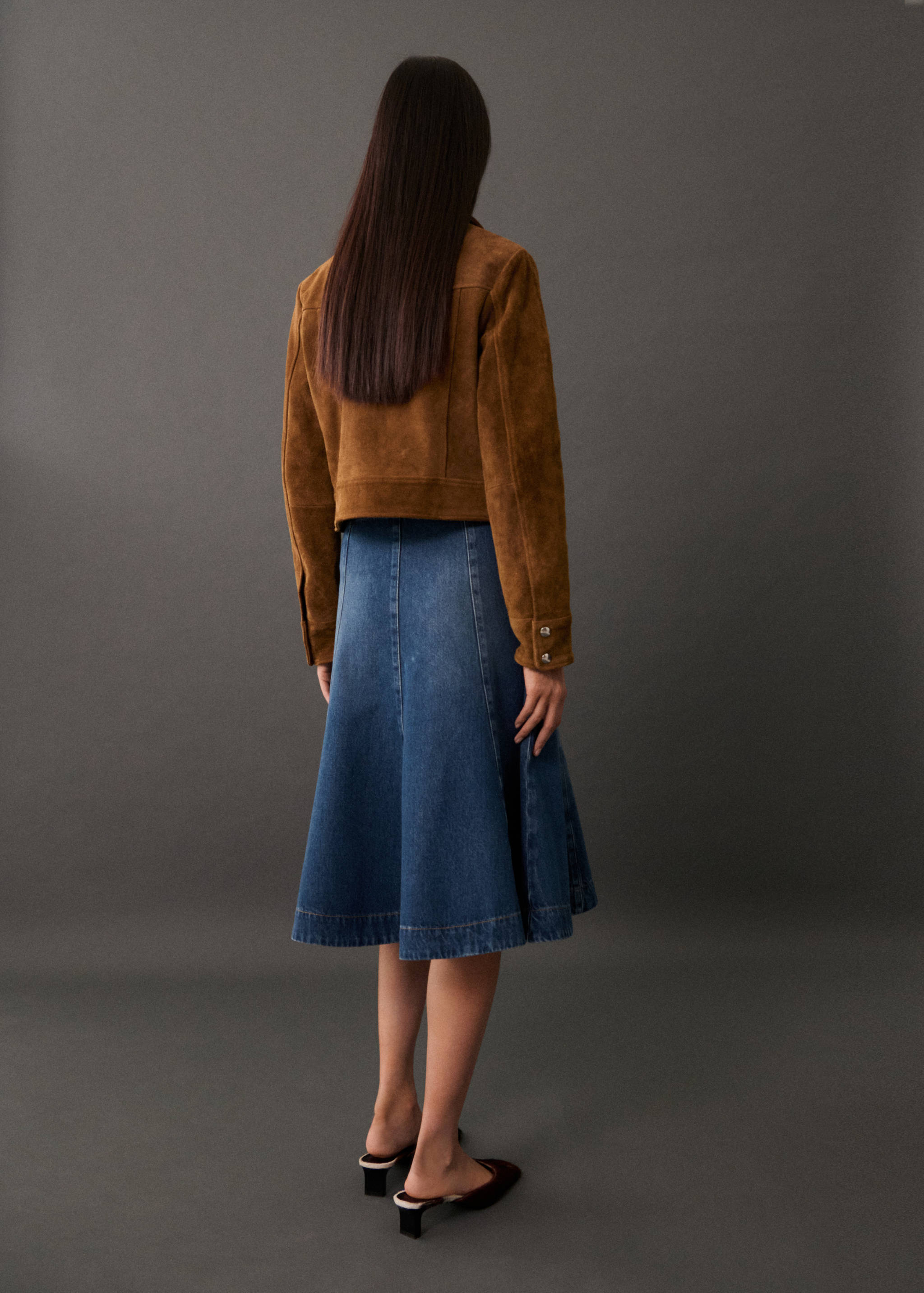 Contrast seams denim skirt - Reverse of the article