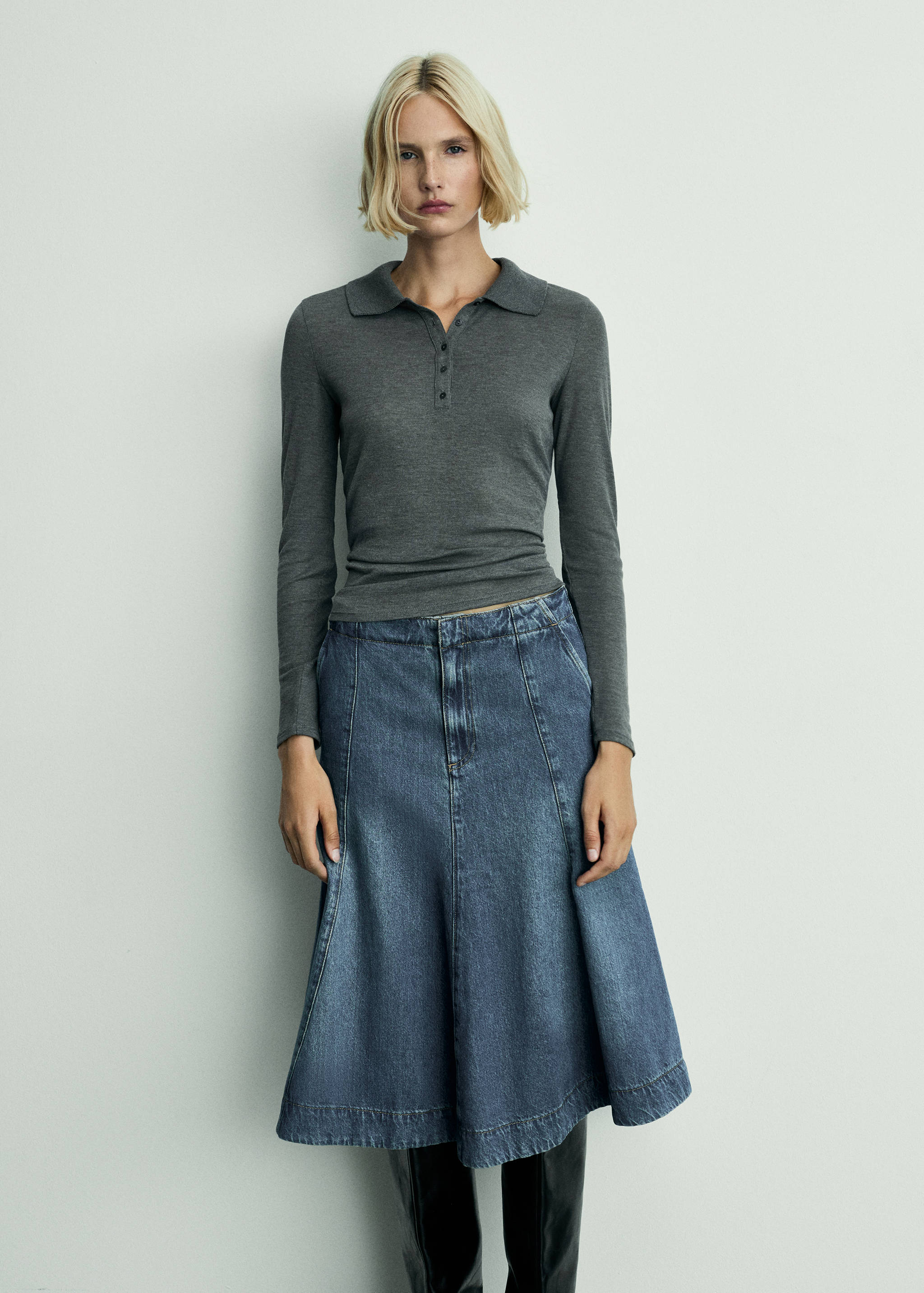 Contrast seams denim skirt - Details of the article 6