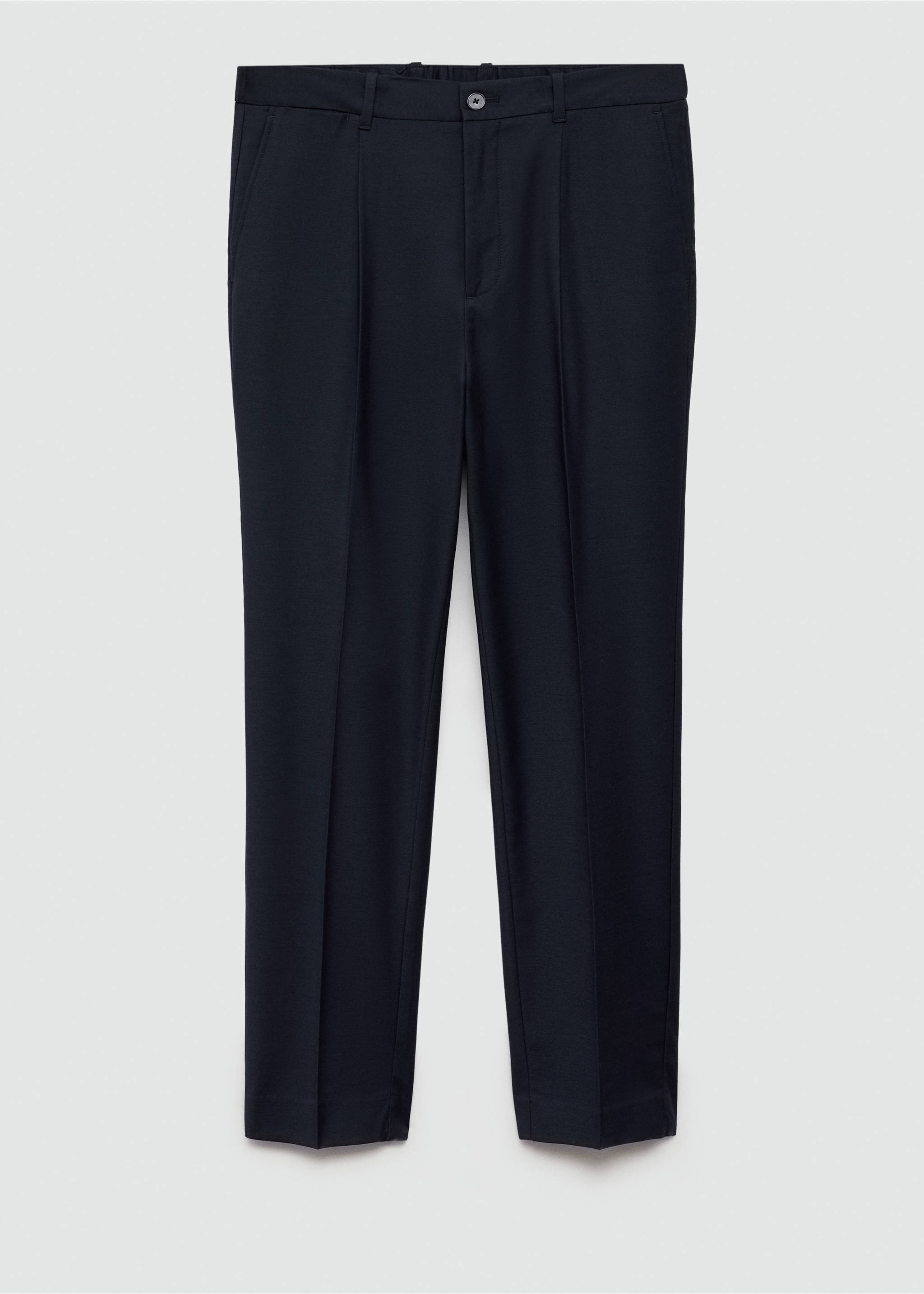 Pleated slim-fit trousers - Article without model, Dark Navy. Ref: 77085960-00.