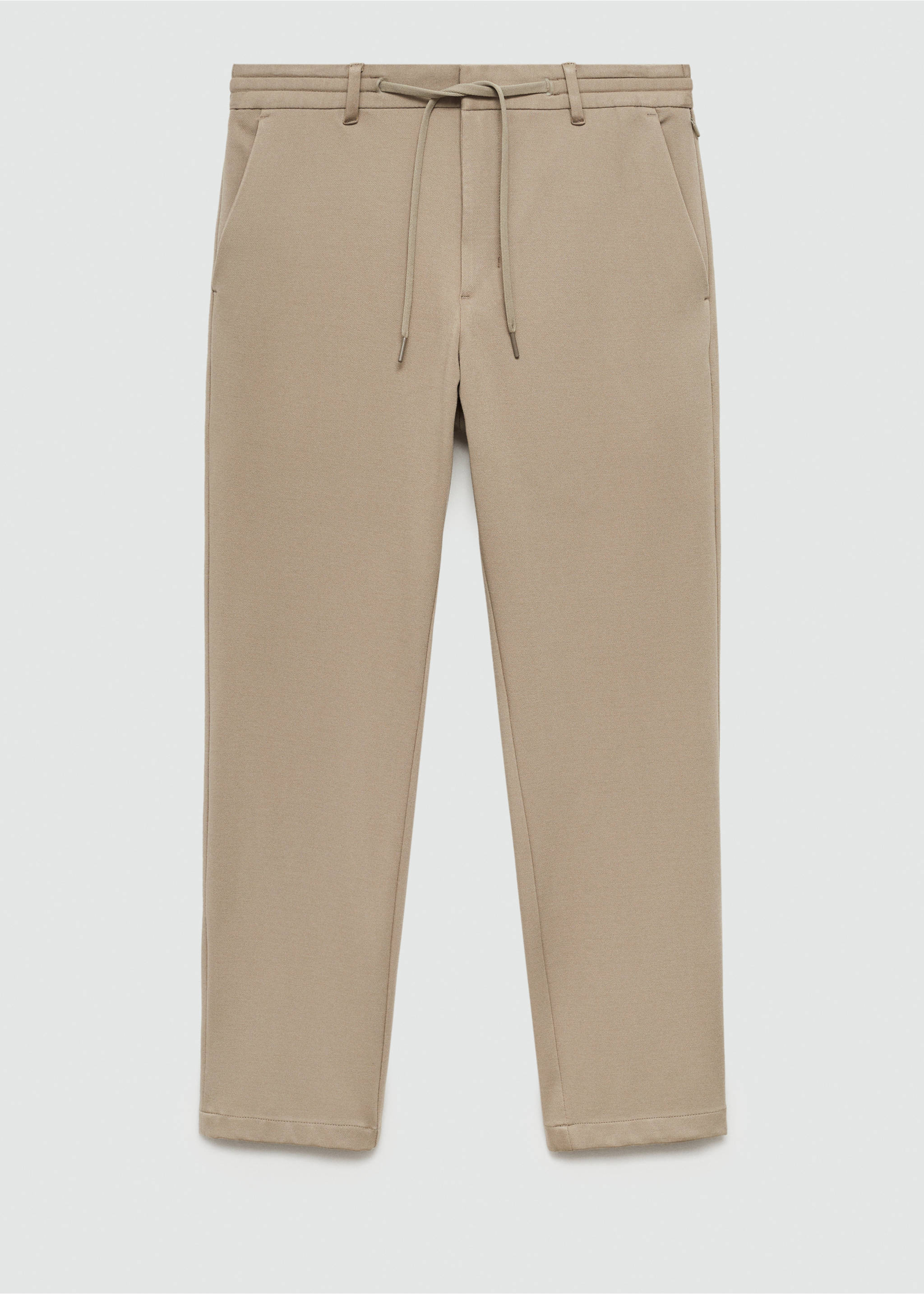 Stretch fabric slim-fit trousers with drawstring - Article without model, Beige. Ref: 77085961-00.