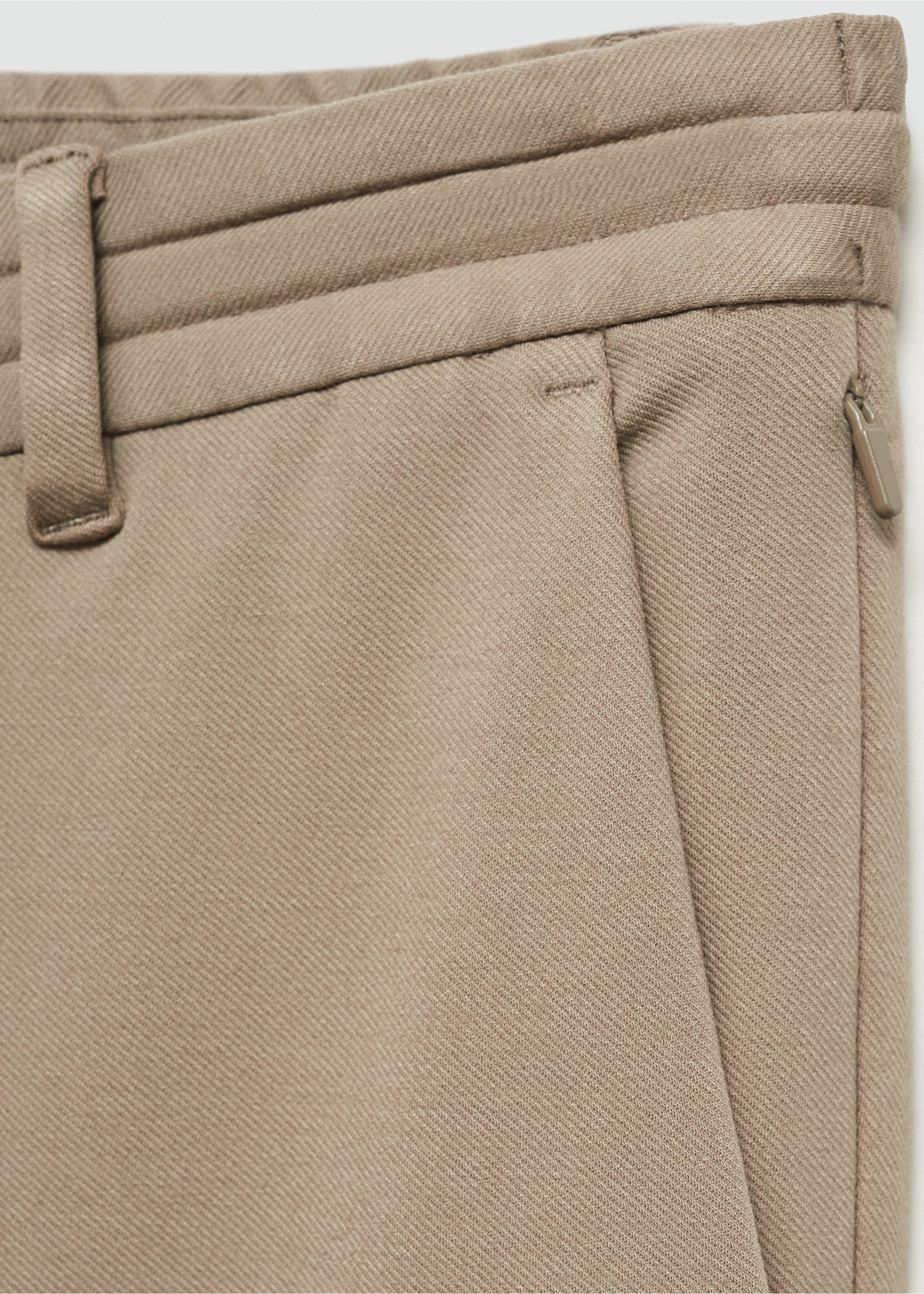 Stretch fabric slim-fit trousers with drawstring - Details of the article 8, Beige. Ref: 77085961-00.