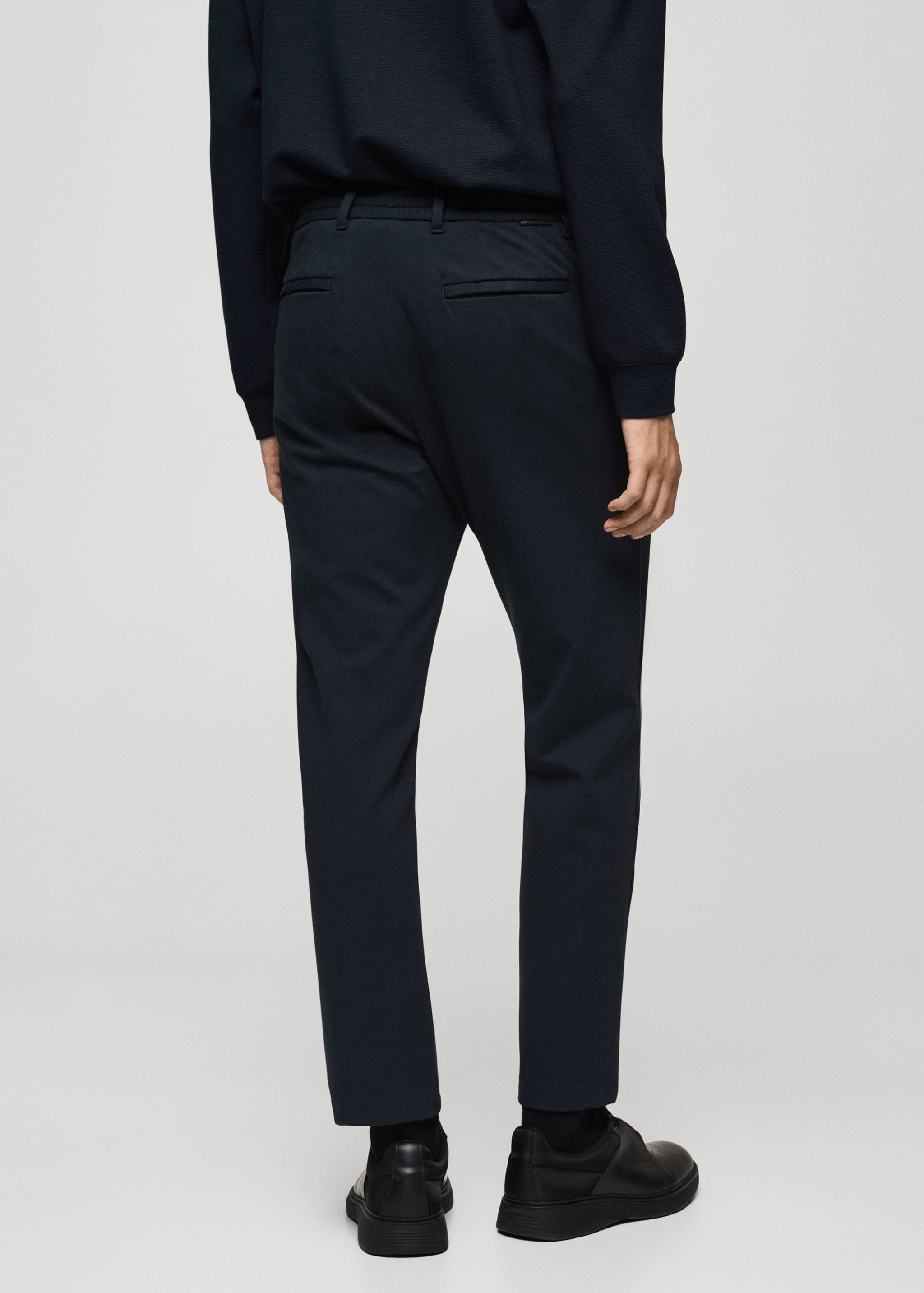 Stretch fabric slim-fit trousers with drawstring - Reverse of the article