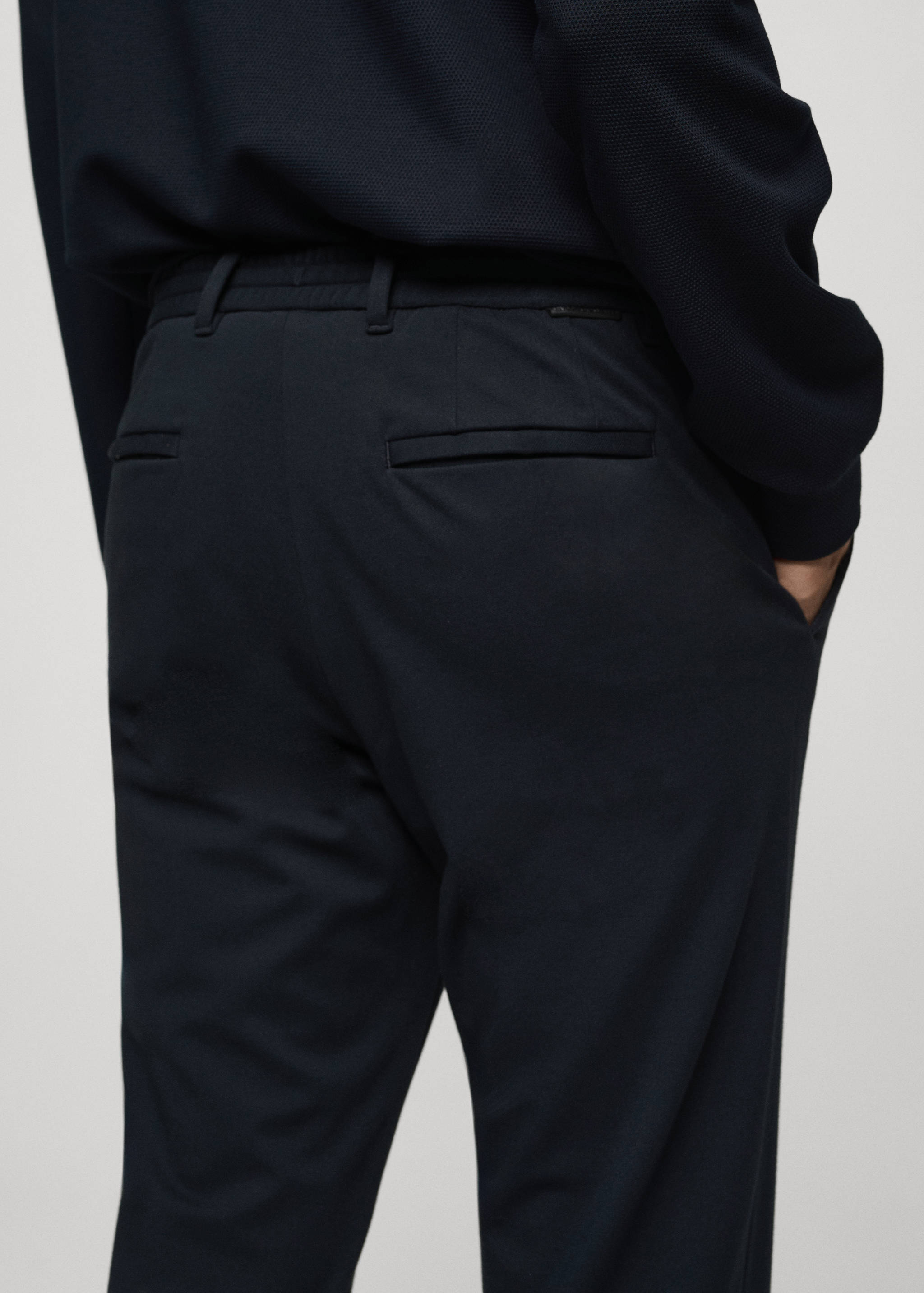 Stretch fabric slim-fit trousers with drawstring - Details of the article 6