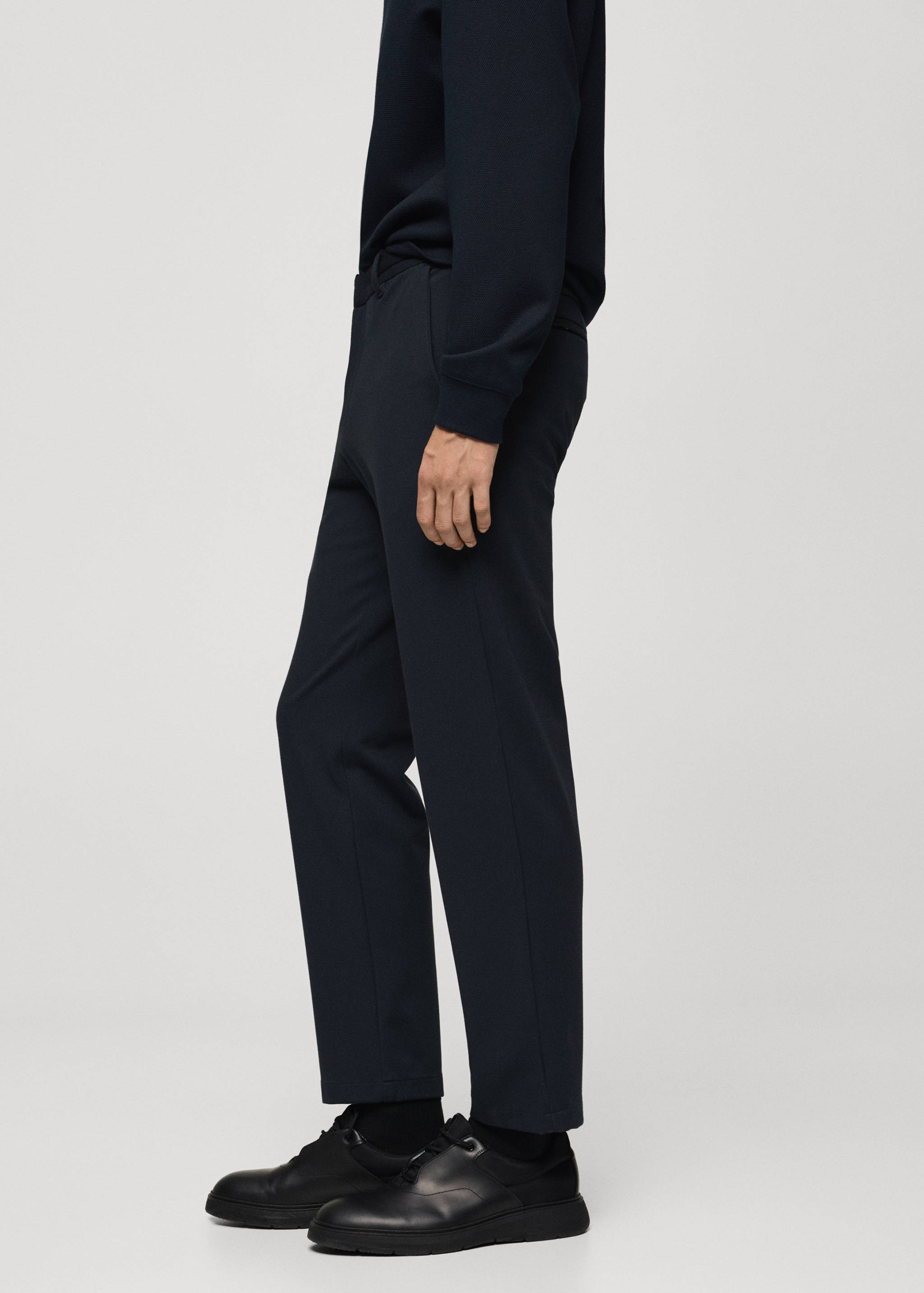 Stretch fabric slim-fit trousers with drawstring - Details of the article 2