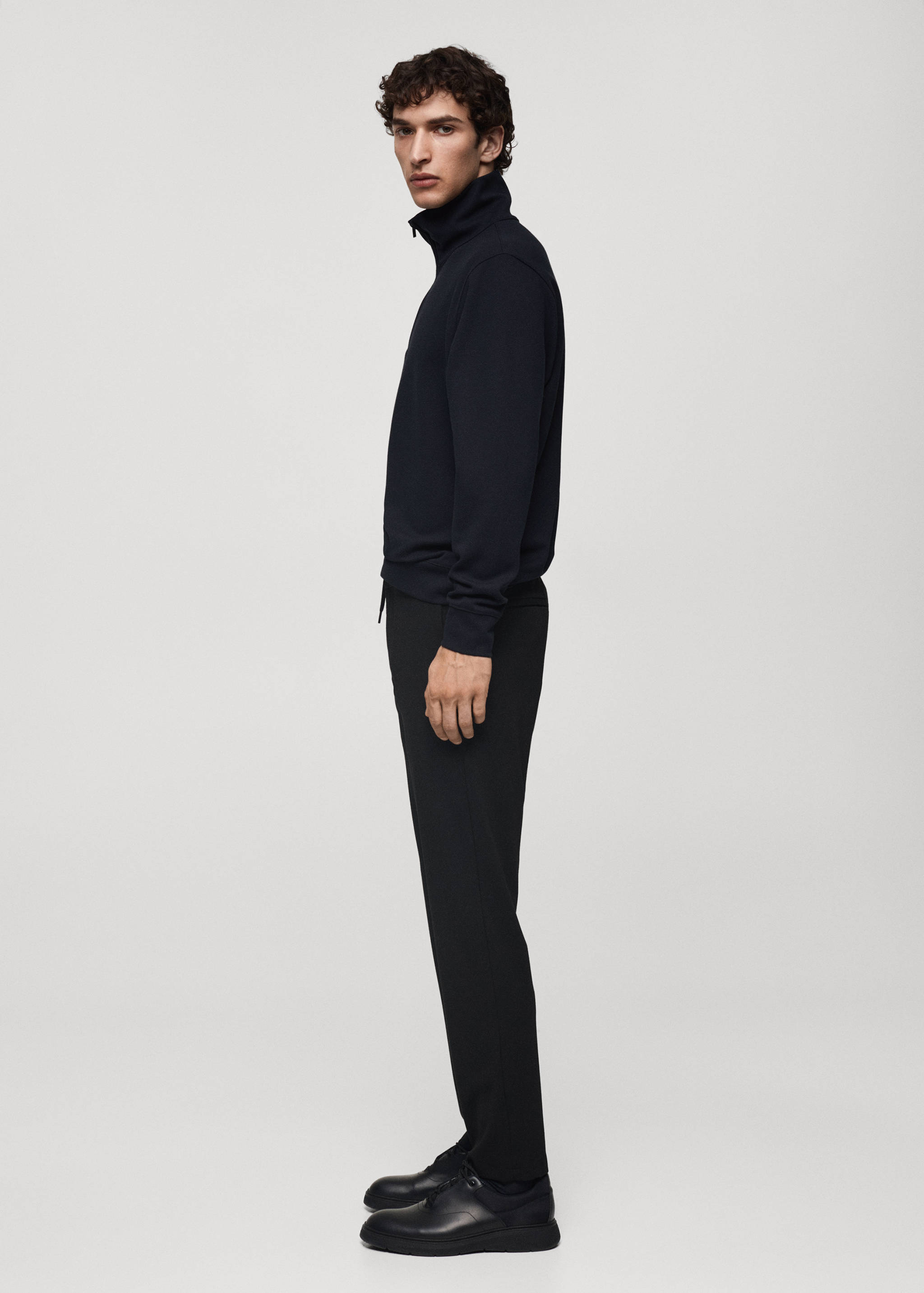 Stretch fabric slim-fit trousers with drawstring - Details of the article 2