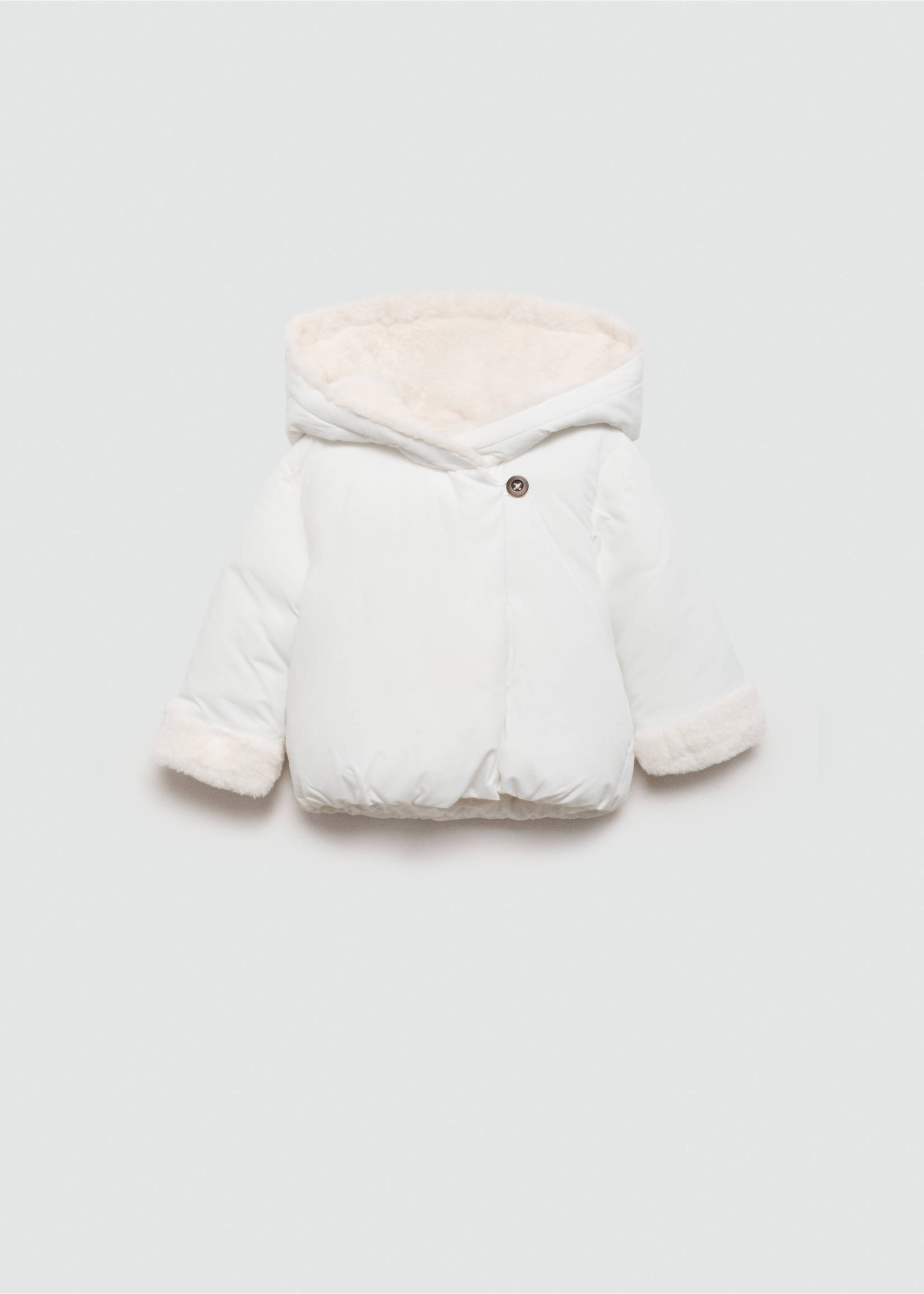 Fur-effect quilted coat - Article without model, White. Ref: 77085964-00.
